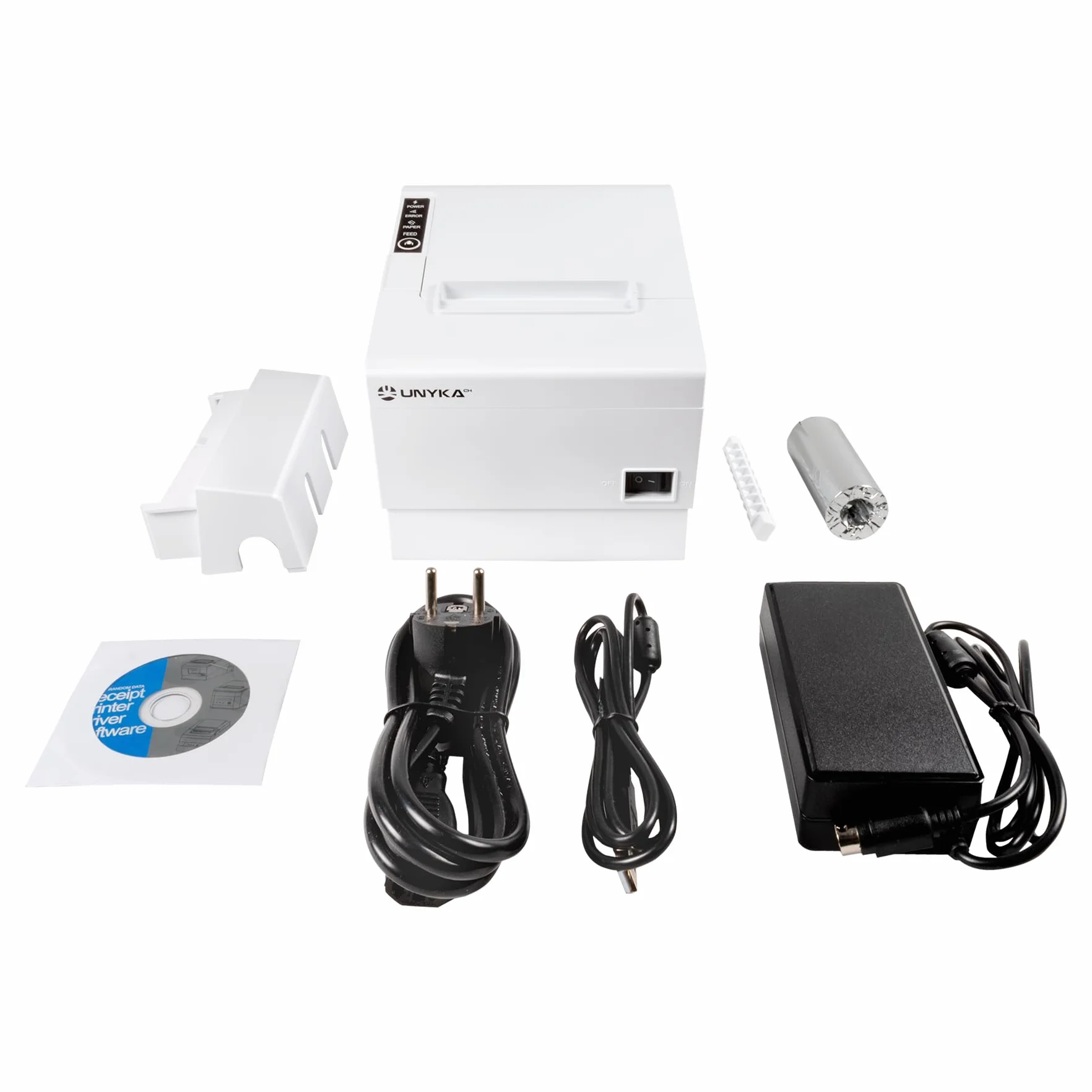 Unykach Stampante termica POS5 White con connessioni USB, RJ12, RJ11 e LAN e compatibile con Windows, JPOS, OPOS, Linux, Android e Mac