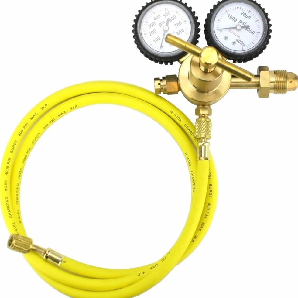 Osmond Regolatore di Azoto con Tubo da 60 Pollici per Spurgo HVAC, Connessione di Ingresso CGA580 e Connessione di Uscita Svasata da 1/4 Pollici