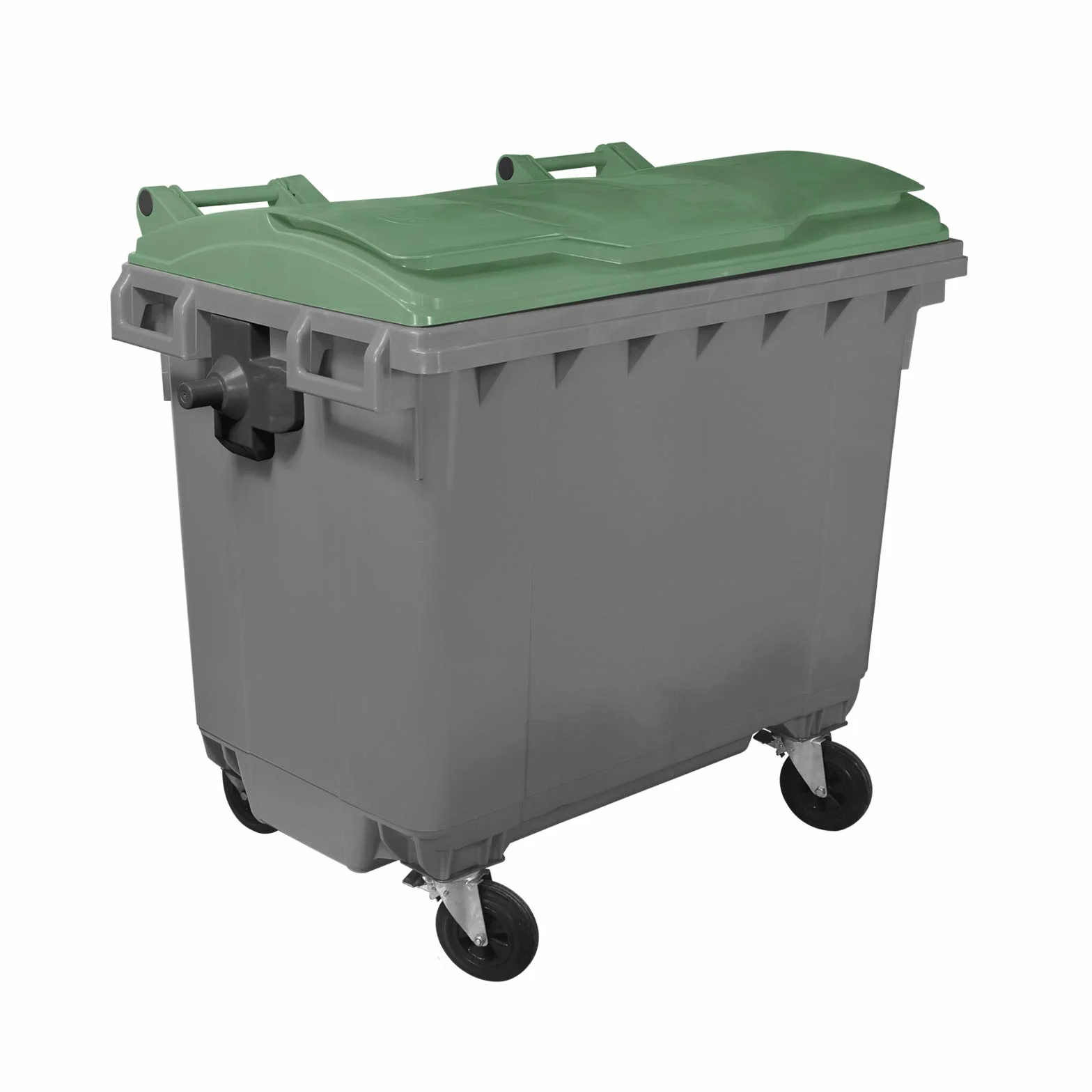 Cassonetto 4 ruote porta rifiuti immondizia lt. 1100 - Fondo GRIGIO e coperchio VERDE - Mobil Plastic