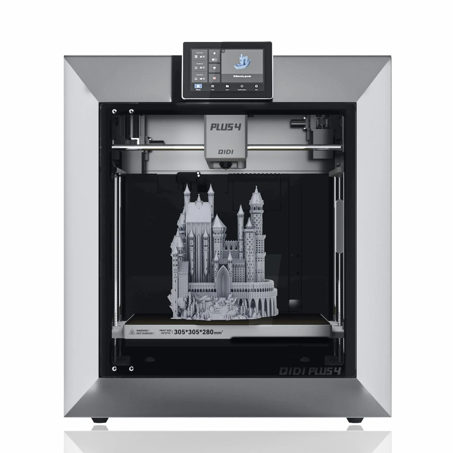 QIDI PLUS4 Stampante 3D, stampa ad alta velocità fino a 600 mm/s,riscaldamento della camera a 65℃, estrusore diretto a 370℃ con ugello integrato,supporto per filamenti PPS-CF, 305 * 305 * 280mm