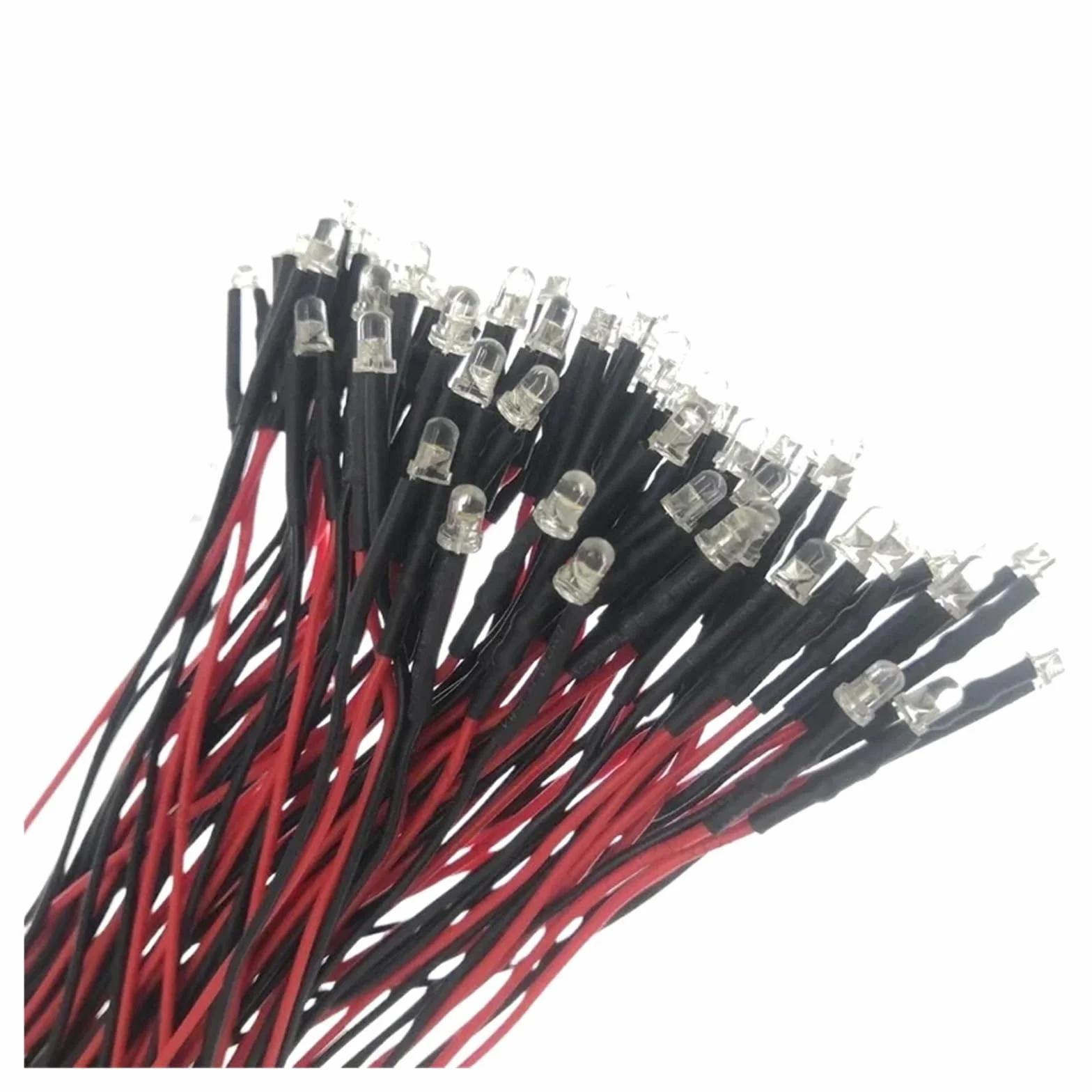 50 pz 3 V 5 V 12 V 24 V DC 3mm 5mm Diodi LED Rosso Verde Blu Giallo Arancione Rosa Bianco Caldo Precablato Cavo da 20 cm(5V 3mm,Orange)