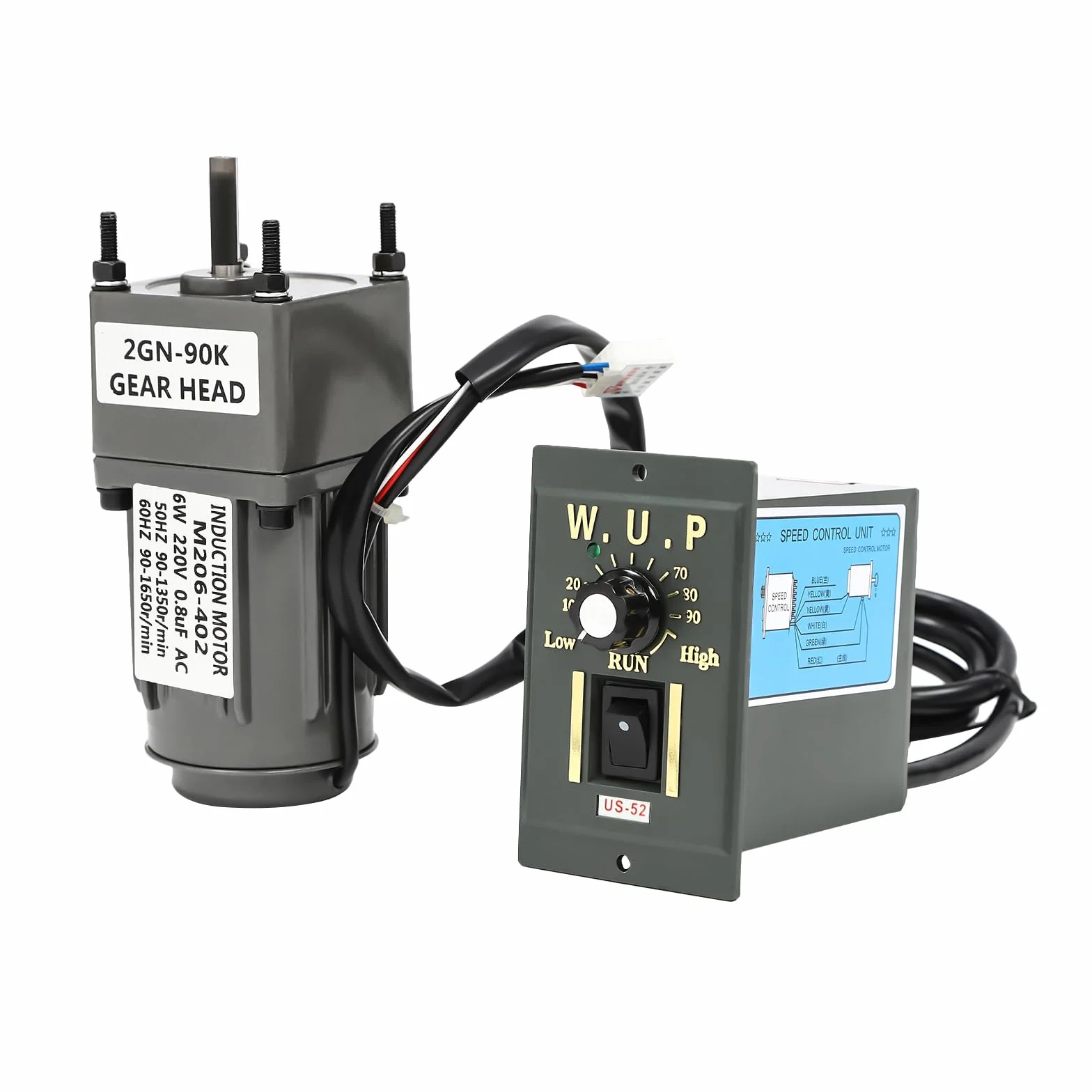 Motoriduttore elettrico in metallo, 220 V, 6 W, con regolatore di velocità del motore, coppia elevata, motoriduttore regolabile con funzione di inversione, motore riduttore con supporto