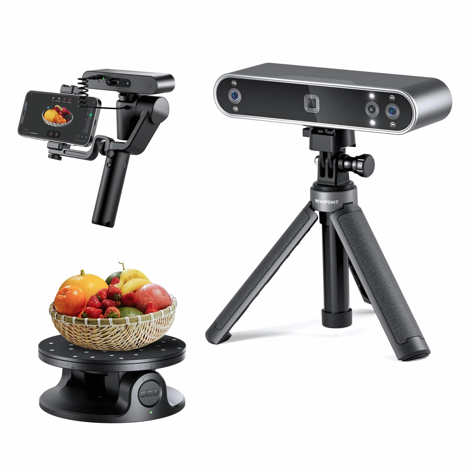 Revopoint POP3 Plus Scanner 3D portatile, Precisione da 0,04 mm, Scansione a colori per oggetti di media dimensione,QuickSurface in prova per 30 giorni, Compatibile con Android/iOS/Win/macOS, Premium