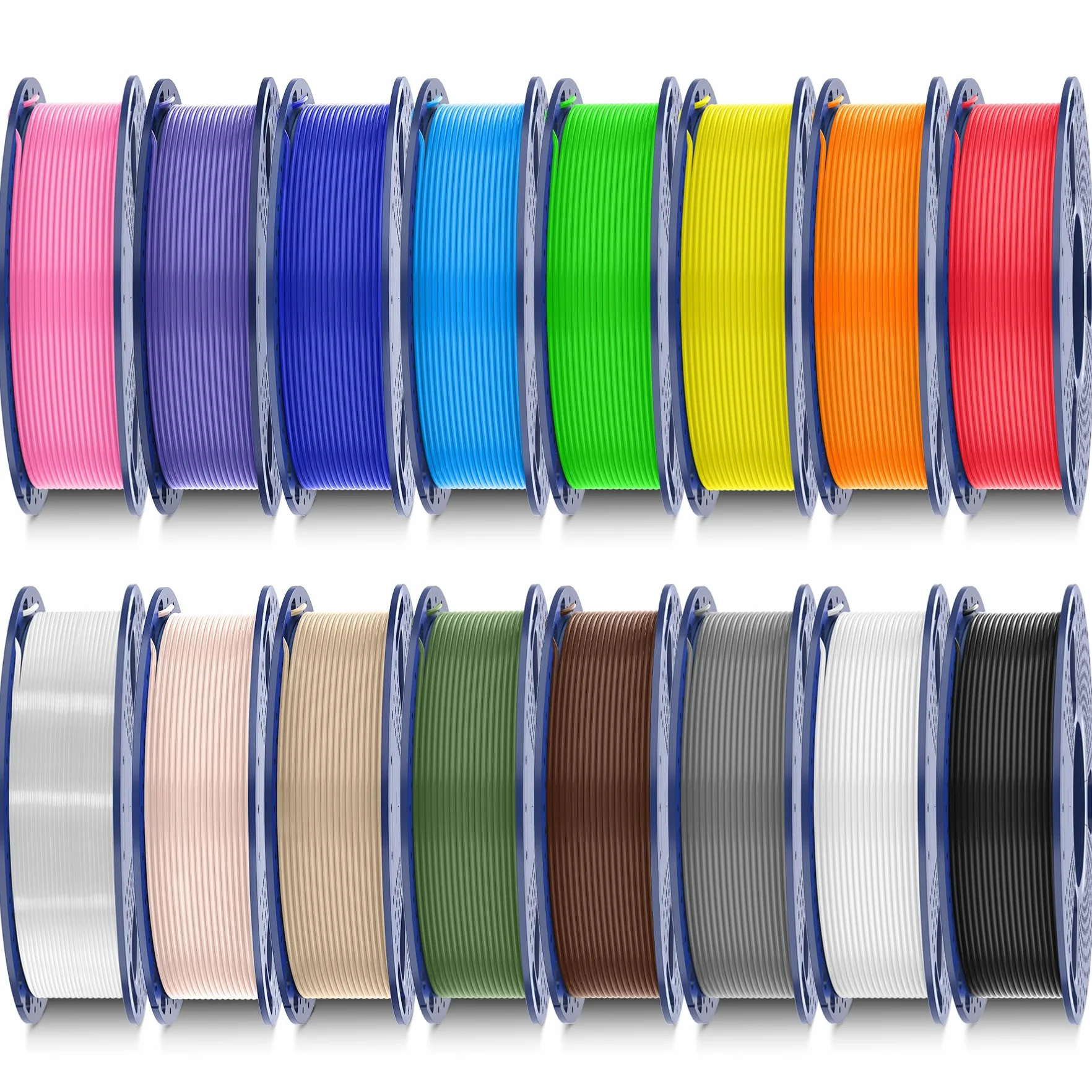 SUNLU PLA Filamento 1,75mm Multicolor 16 Colori 4kg, Confezionato Singolarmente Sottovuoto per Stampanti 3D