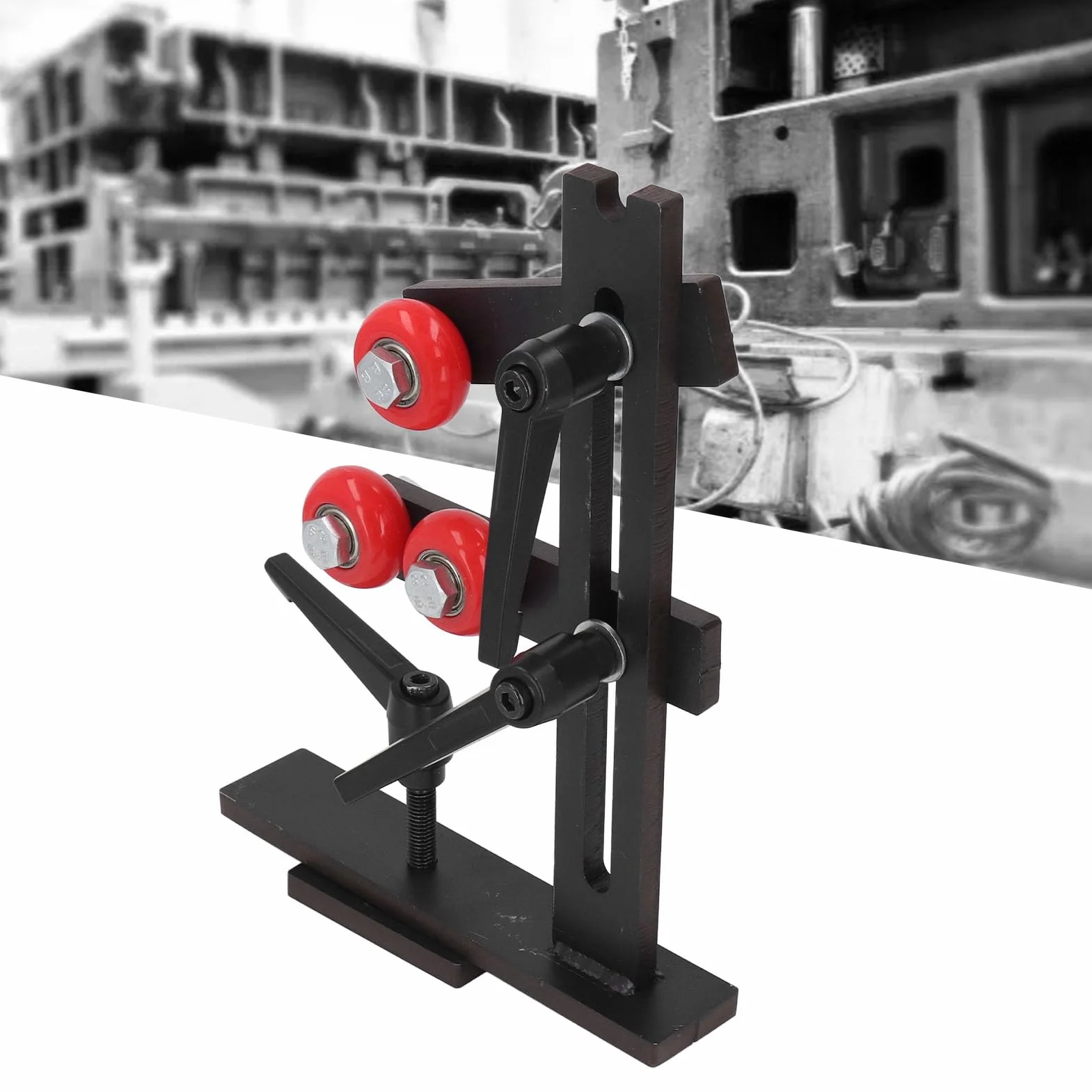 Fockety Supporto Fisso per tornio in Legno, Supporto Fisso per la Lavorazione del Legno a Forma di L con 3 Ruote di Fissaggio in Metallo, Supporto per tornio in Legno per la Lavorazione