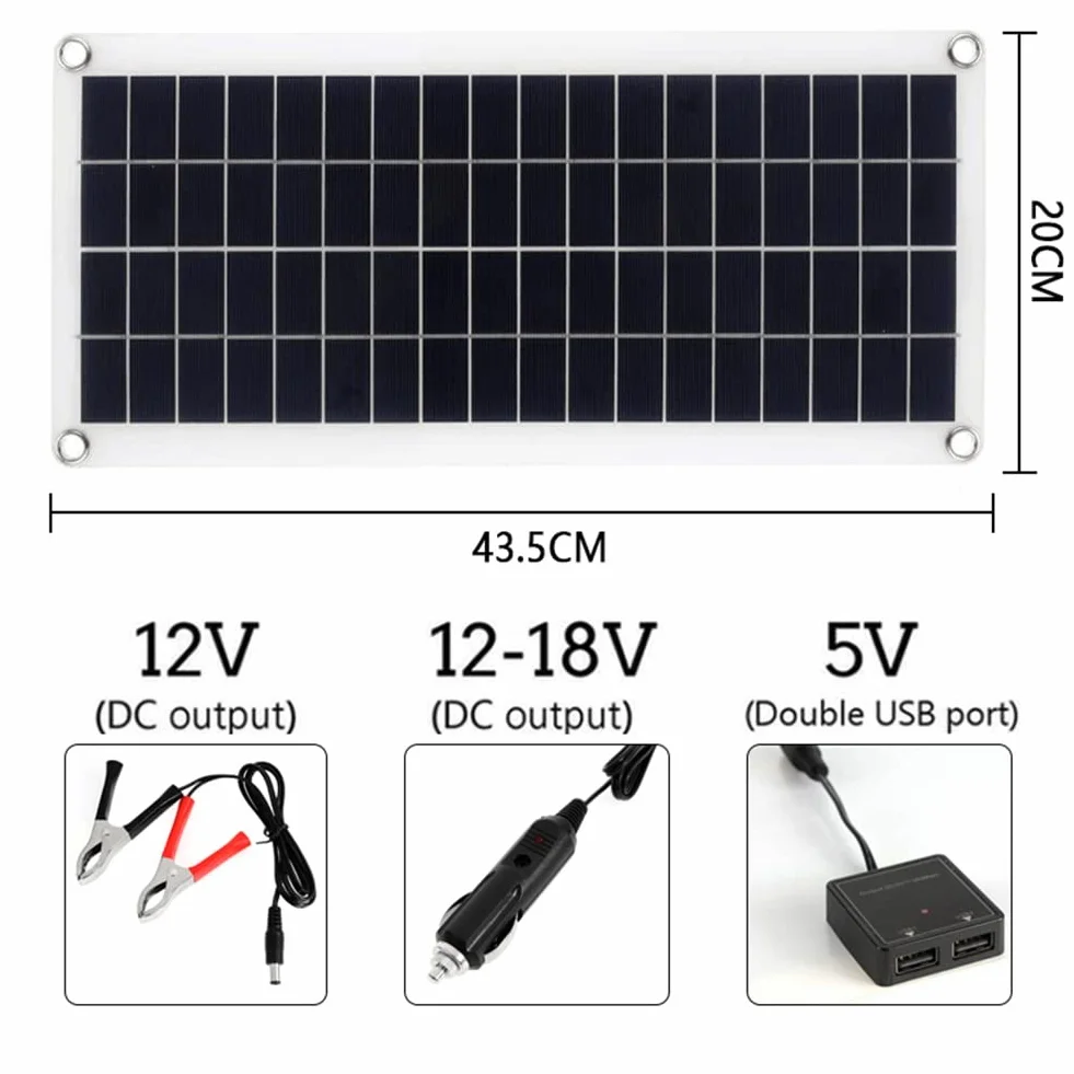 Pannello Solare 1000W Pannello Solare 12-18V Celle Solari per Telefono RV Car MP3 PAD Caricatore Batteria Esterna Alimentazione B