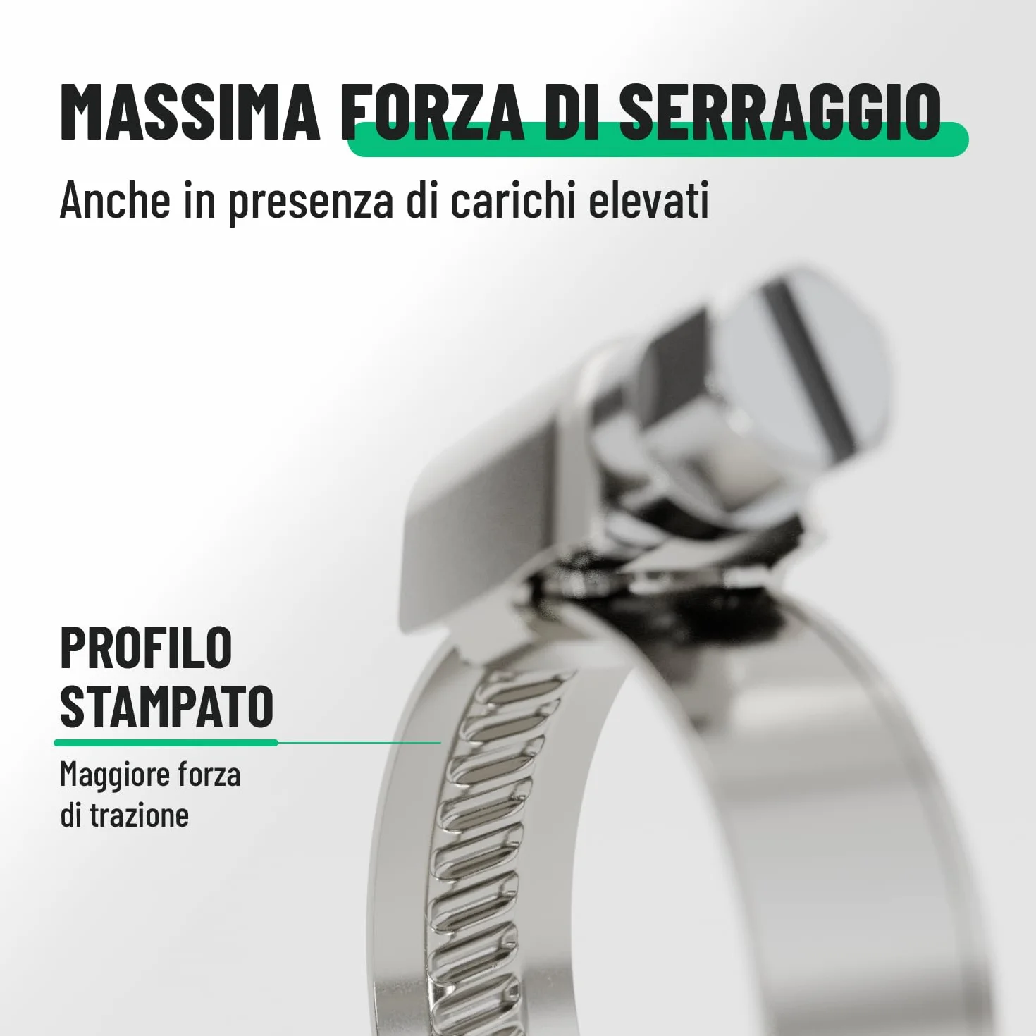 Fascette Stringitubo Acciaio Inox 16-25 mm a Vite Regolabile Larghezza 9 mm 10 Pezzi