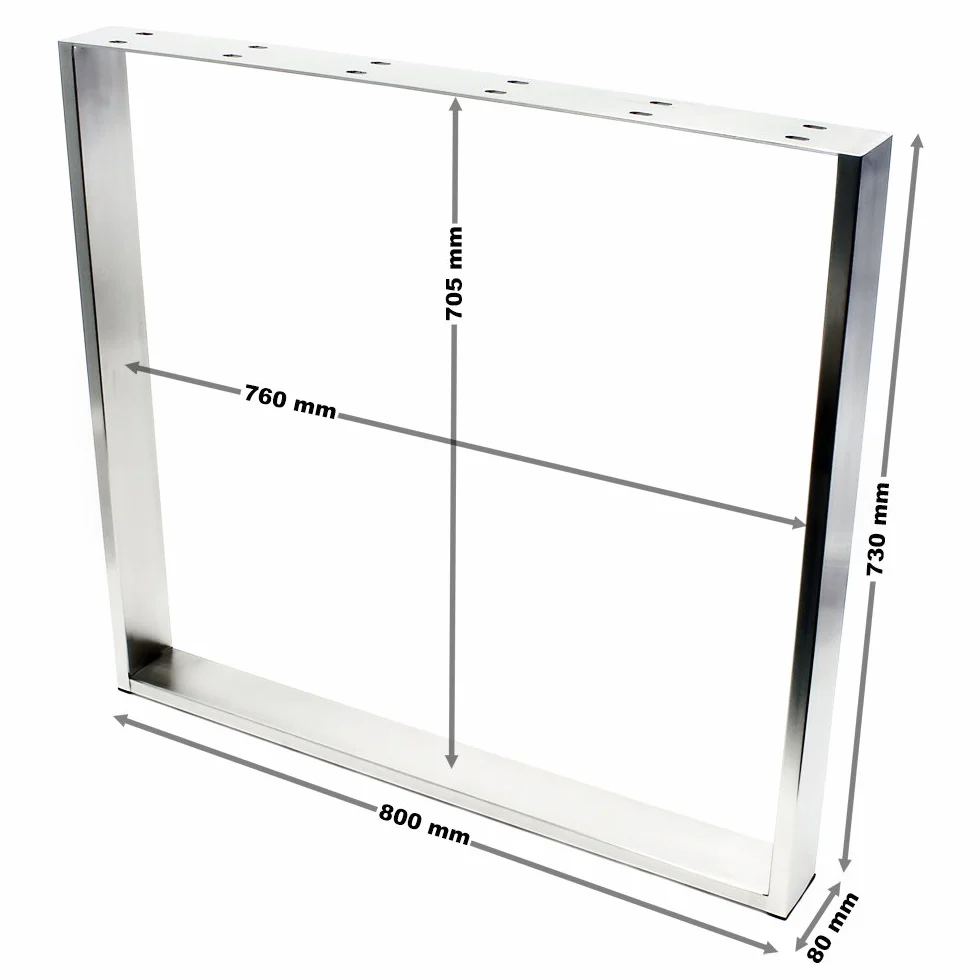 Wiltec Telaio da tavolo 80x73cm in acciaio inox Struttura base per tavolo