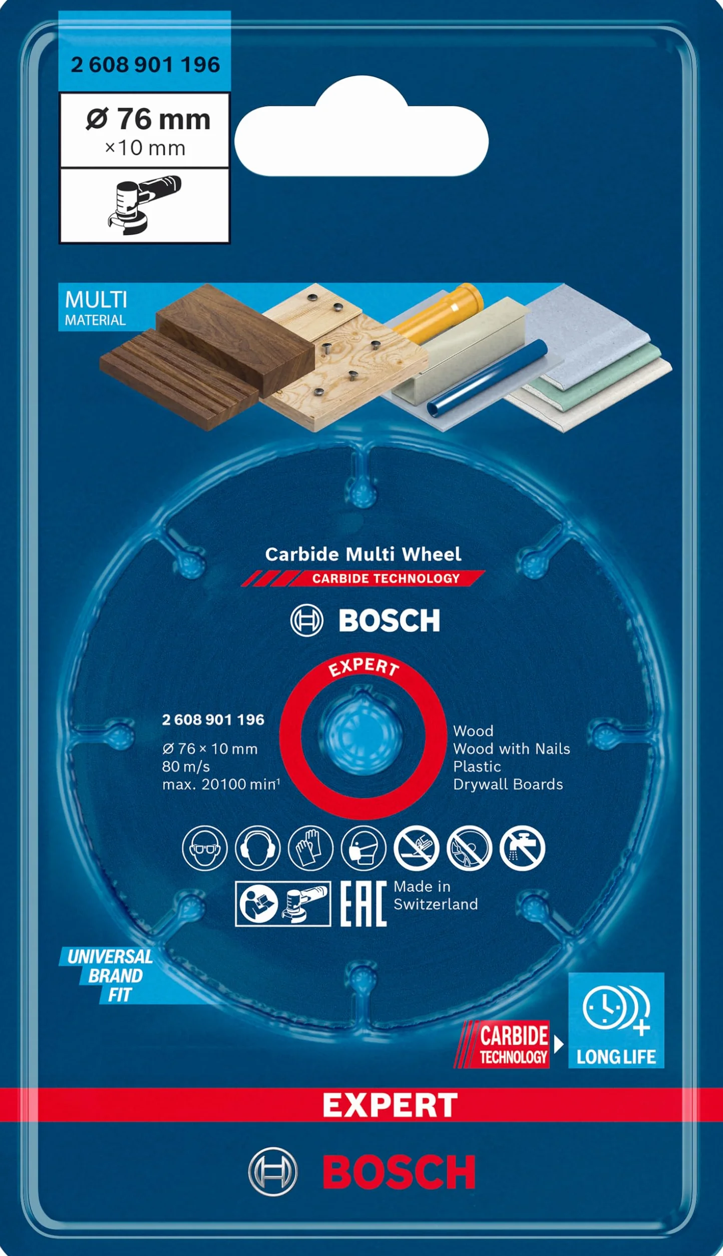 Bosch Professional 1x Mole da Taglio Expert Carbide Multi Wheel (Diametro 76 x Spessore mm 1,0 mm, Accessorio Mini Smerigliatrice Angolare)