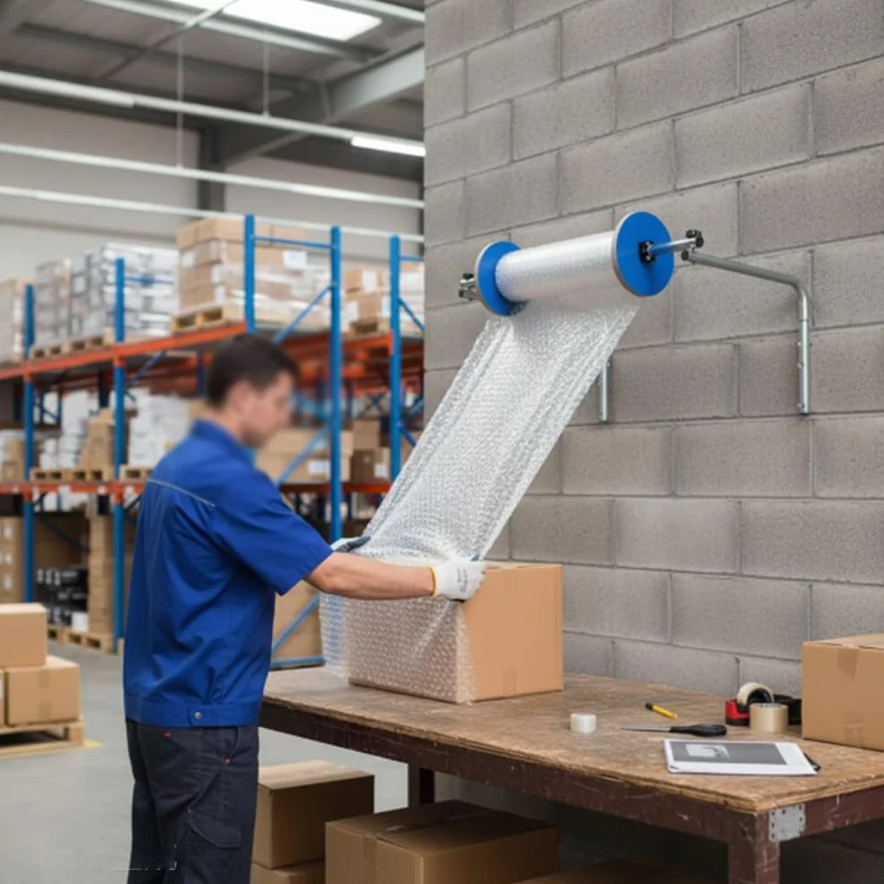 Dispenser per Rotoli Di Pluriball, Supporto Da Parete per Imballaggio, Trasloco E Spedizione, Protezione Factory Express(120 cm)