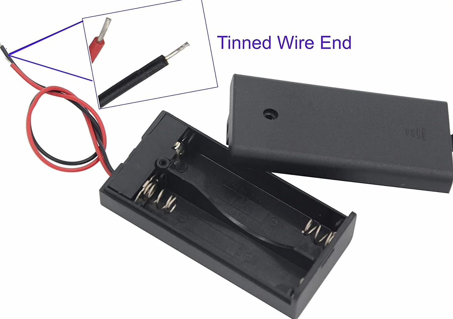 RUNCCI-YUN 10 Pezzi Portabatterie AA 2x 1.5V,Portabatterie Scatola Portabatterie in Plastica con Coperchio Della Custodia Cavo Interruttore ON/OFF + 10 Clip a Coccodrillo