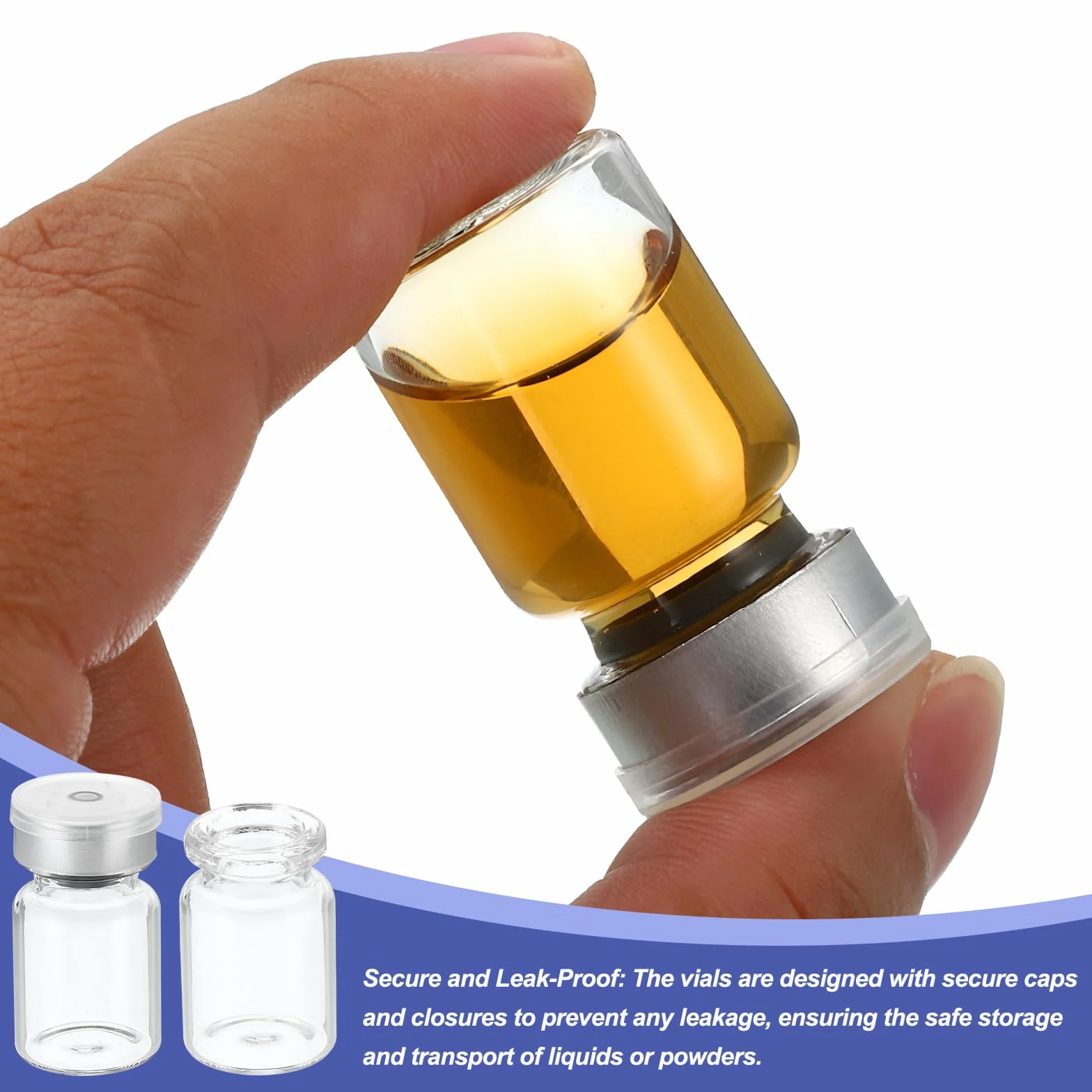 PATIKIL 5ml Fiale Esemplare, 8pz Fiale Vuote Laboratorio con Tappo Gomma Butilica Tappi Superiori Crimpare Fiala Vetro Borosilicato, Trasparente
