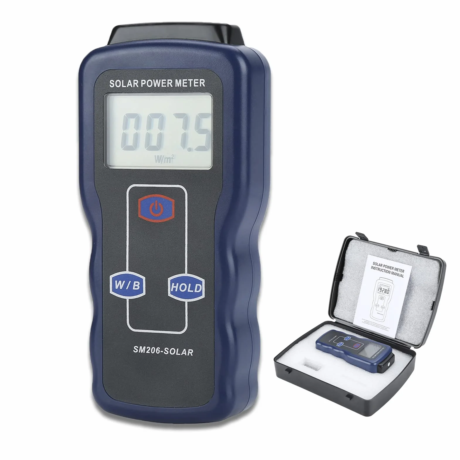 Misuratore di energia Solare Digitale Portatile, SM206 Tester di misurazione dell'energia della Luce Solare Due unità W/m² / BTU Strumento di Prova di radiazione Digitale ad Alta precisione