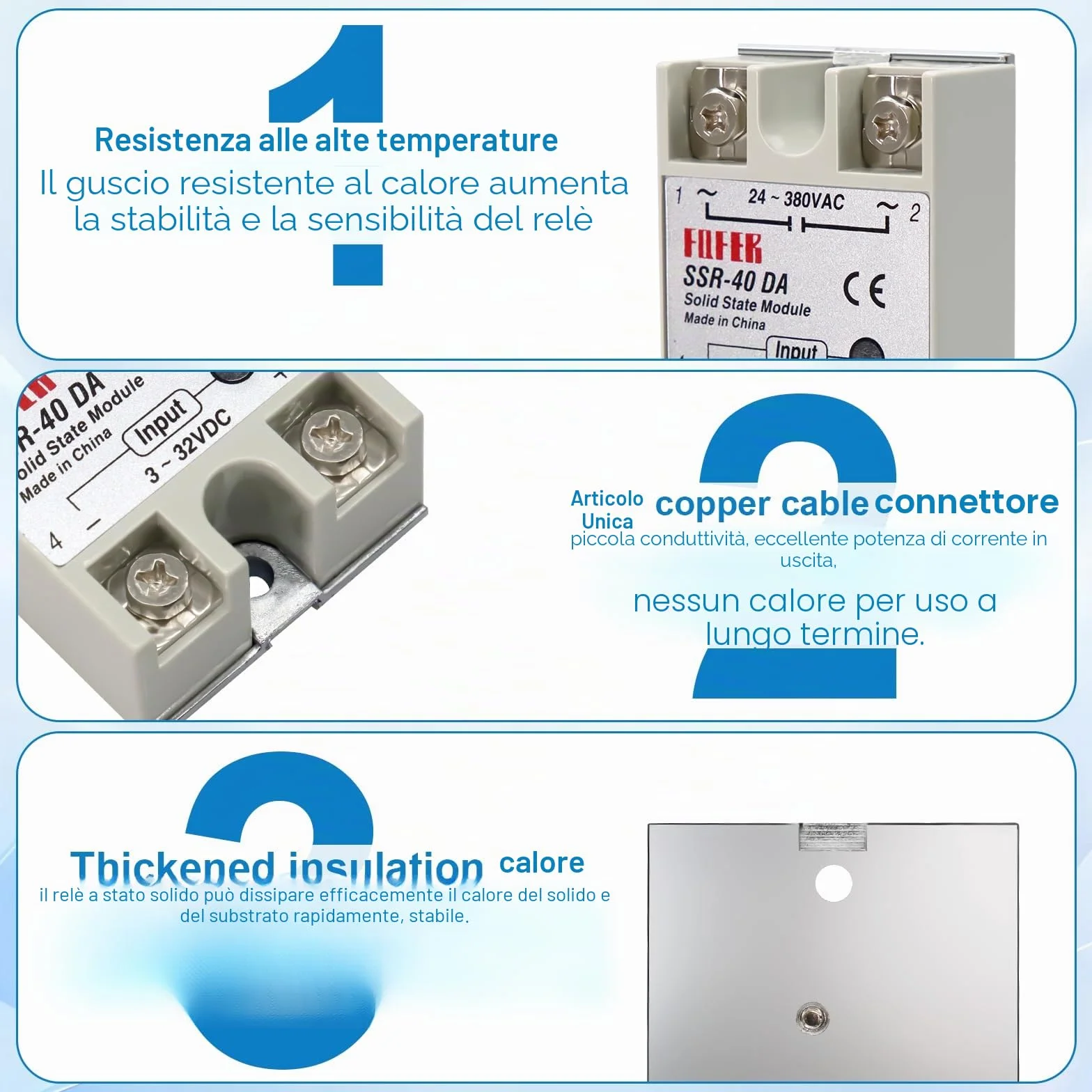 SSR-40DA Relè Stato Solido AYWHP relè Modulo 40A 3-32V DC-AC Relè per Il Processo di Automazione Industriale Elettronica per l'illuminazione