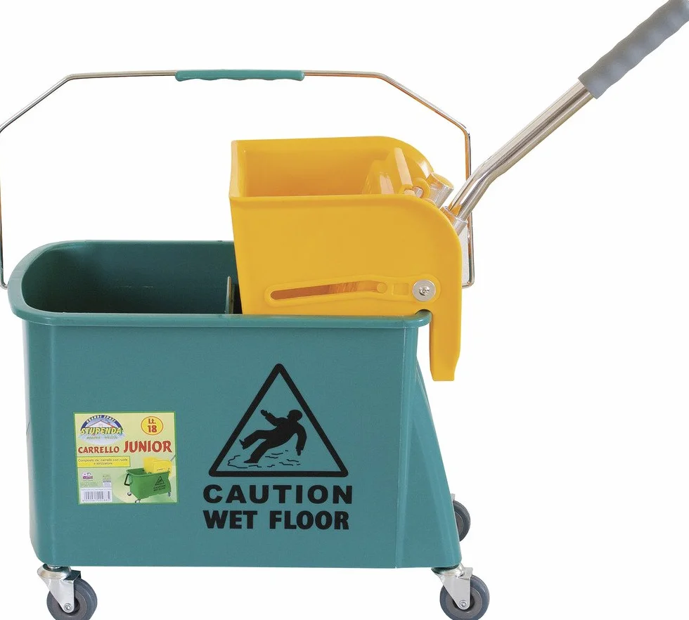 La Briantina Carrello Pulizie Professionali "Junior" con Strizzatore CAR00288A, Secchio da 20 Litri, con Ruote