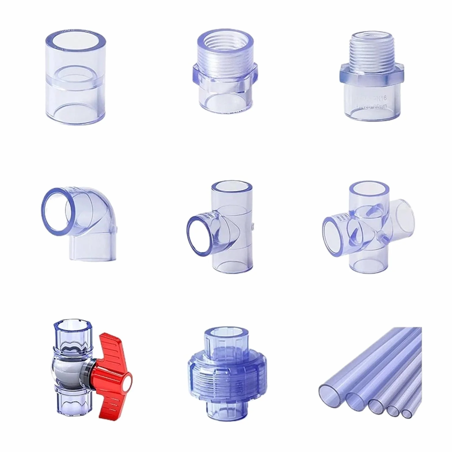 UPVC 20~63mm blu trasparente acquario serbatoio connettore irrigazione giardino valvola a sfera/diretto/gomito/tee/giunto di unione/giunto a croce(Union Connector,63mm)