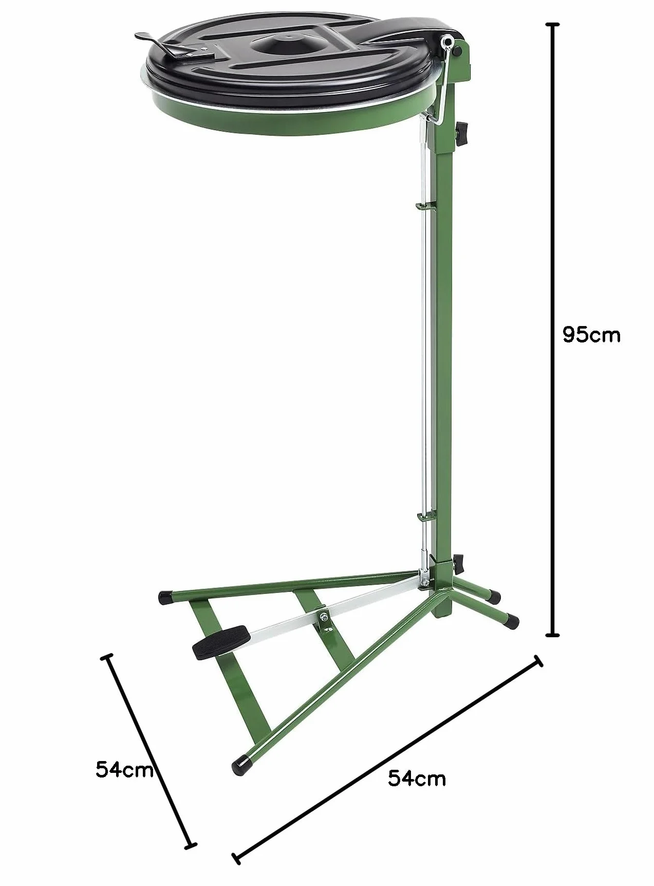 kaiserkraft | Supporto per sacchi rifiuti | telaio fisso | per capacità 120 l | con pedale | verde | coperchio in plastica