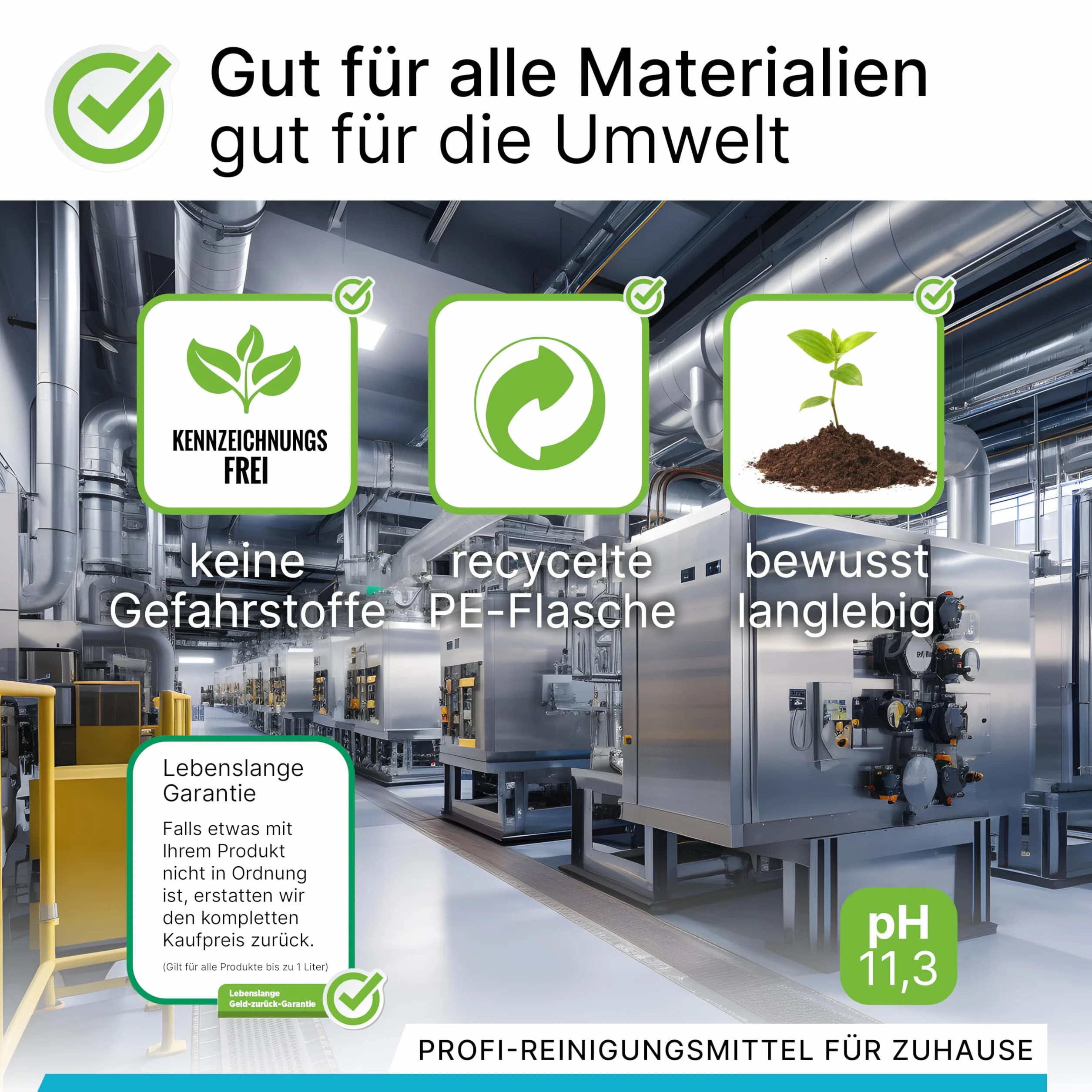 BiOHY Detergente industriale (Bottiglia da 500ml) | detergente per officina | contro grassi e oli | ideale per metallo, plastica, vetro, utensili senza schiuma e striatura (Industriereiniger)