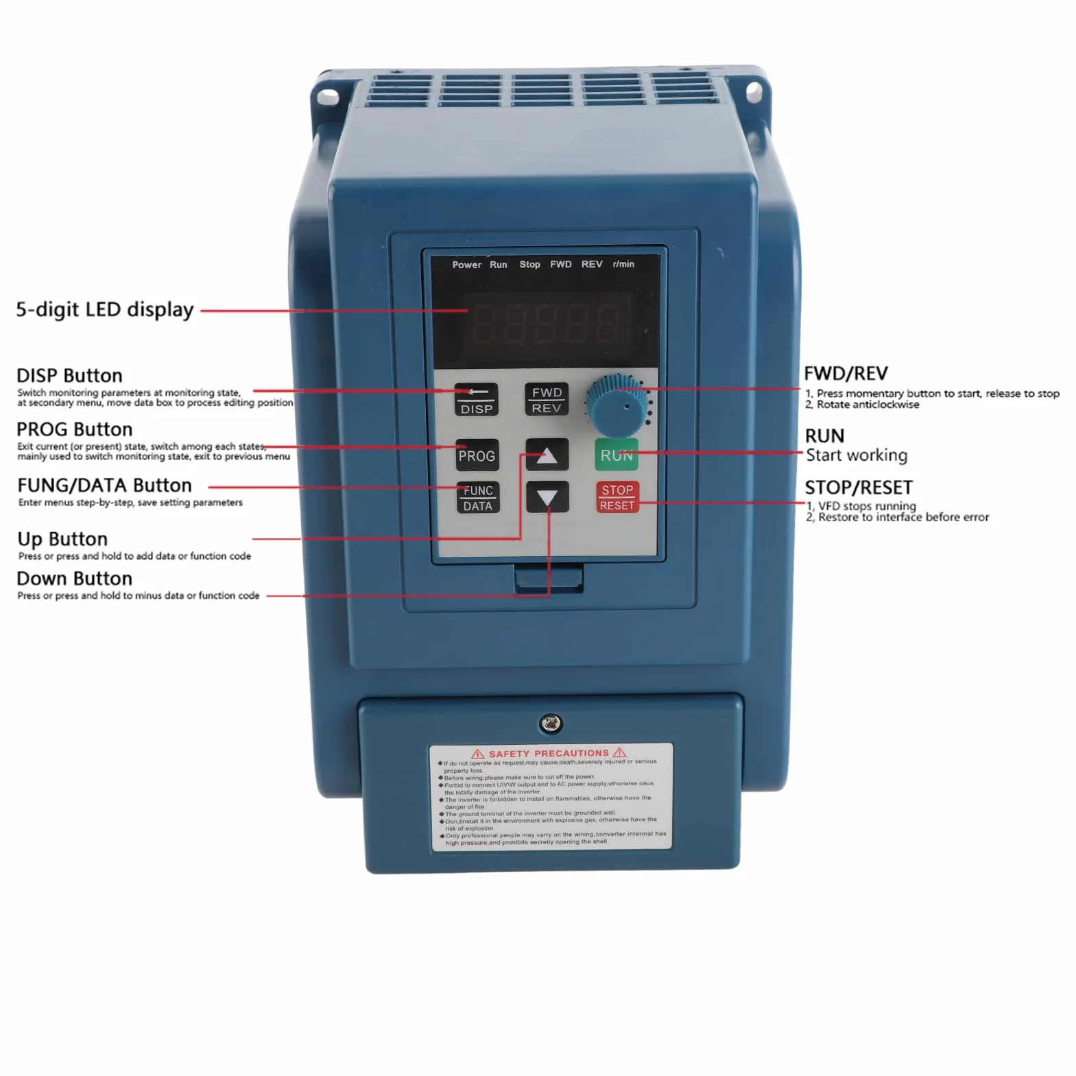Inverter a Frequenza Variabile 380V 4KW Trifase con Display Digitale, VFD per Fresatrice CNC, Impermeabile, AT3-4000X