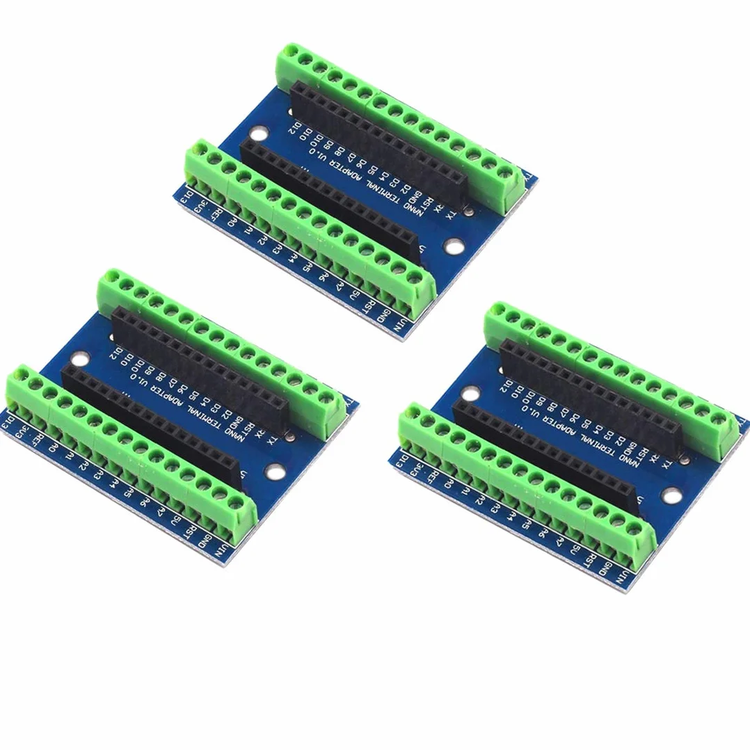 Hailege 3pcs NANO IO Shield IO Controller Terminal Adapter Scheda di espansione Nano IO Shield Piastra di espansione semplice Nano AVR P