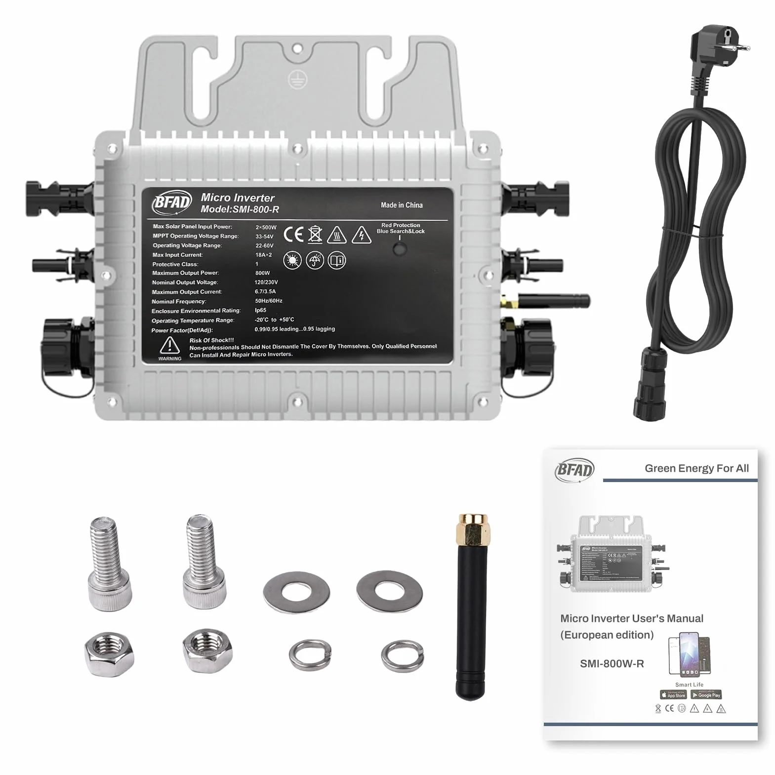 Buyweek 800w MPPT PV micro inverter solare collegato alla rete con sistema di monitoraggio del telefono cellulare WIFI, livello di protezione IP65 (SMI-800W-R)