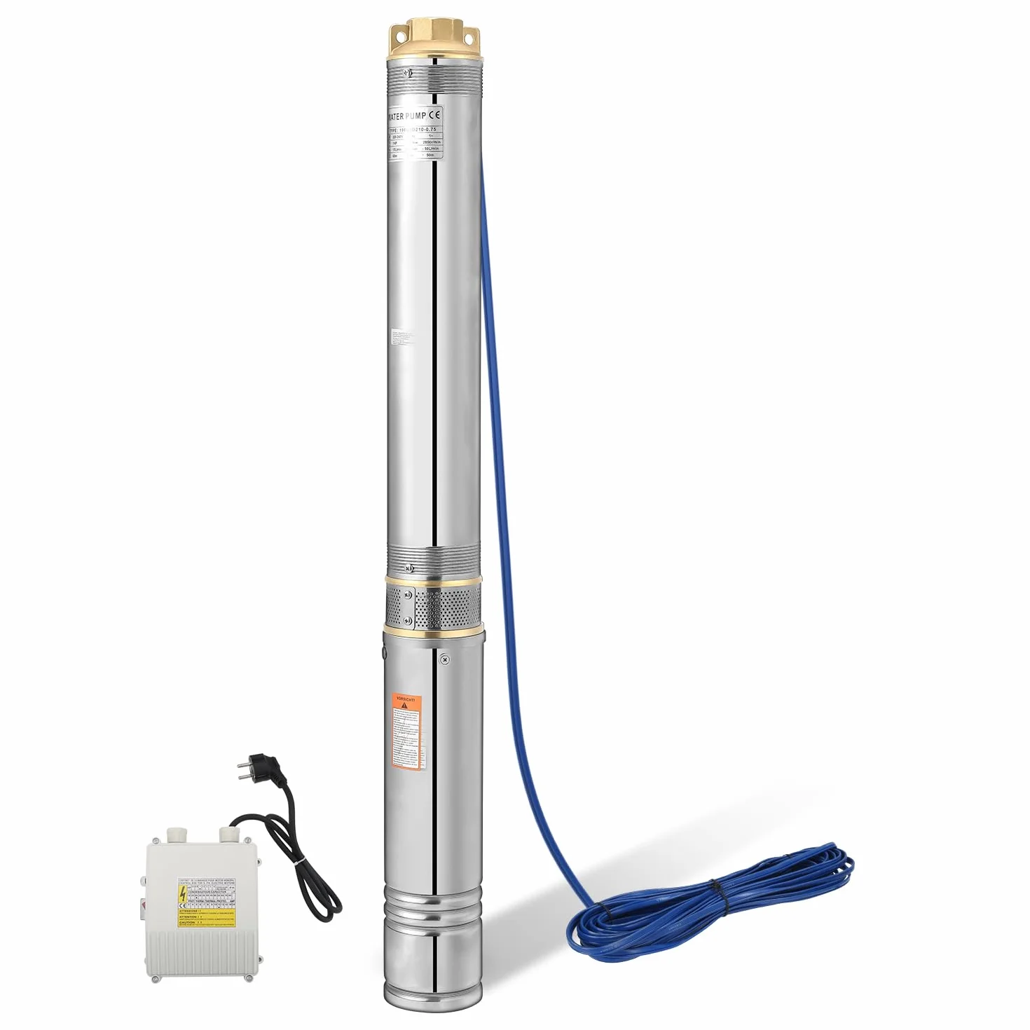 Pompa per fontana profonda, 1100 W, 4000 l/h, sommersa max. 81 m, in acciaio inox, pressione 8,1 bar
