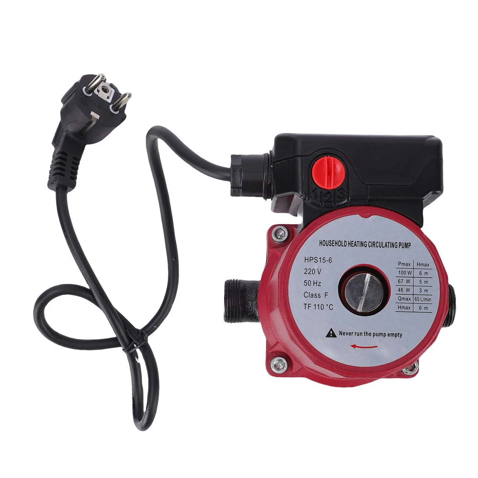 Pompa di Ricircolo Acqua Calda Pompa di Circolazione Schermata in Ghisa 3 velocità 46W 67W 100W 65L Min Testa 6m NPT Tubo da 1 Pollice per di Riscaldamento Scaldabagno (Spina europea 220 V)