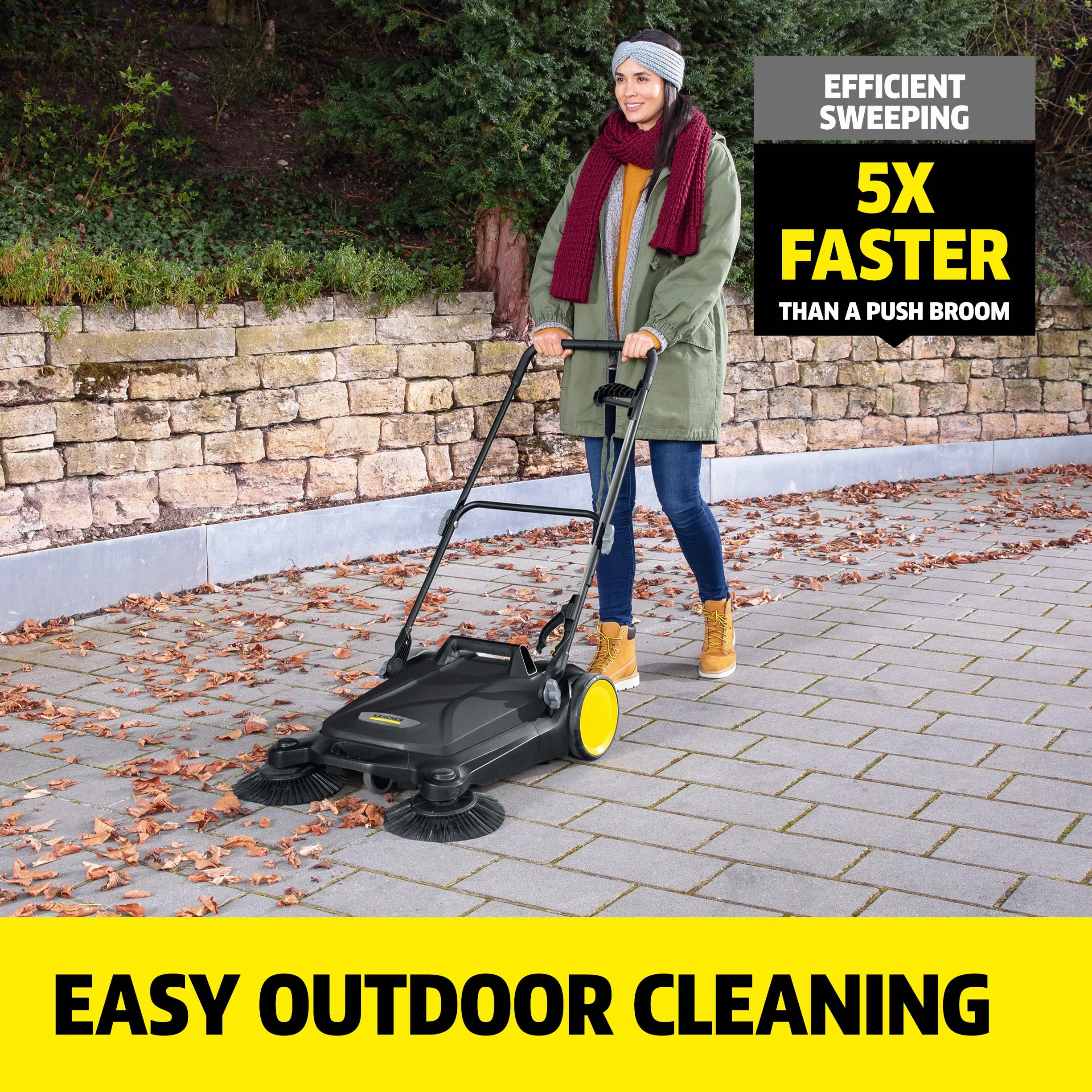 Kärcher Spazzatrice manuale S 4 Twin eco!Power per officine, marciapiedi, vialetti o garage con raccogli detriti, capacità 20 LITRI, larghezza spazzata 68,1 cm