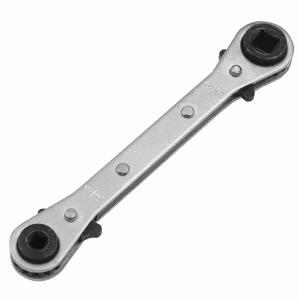 Chiave a cricchetto quadrata a doppia testa in acciaio al carbonio cromato 1/4" 3/8" 5/16" 3/16" per HVAC