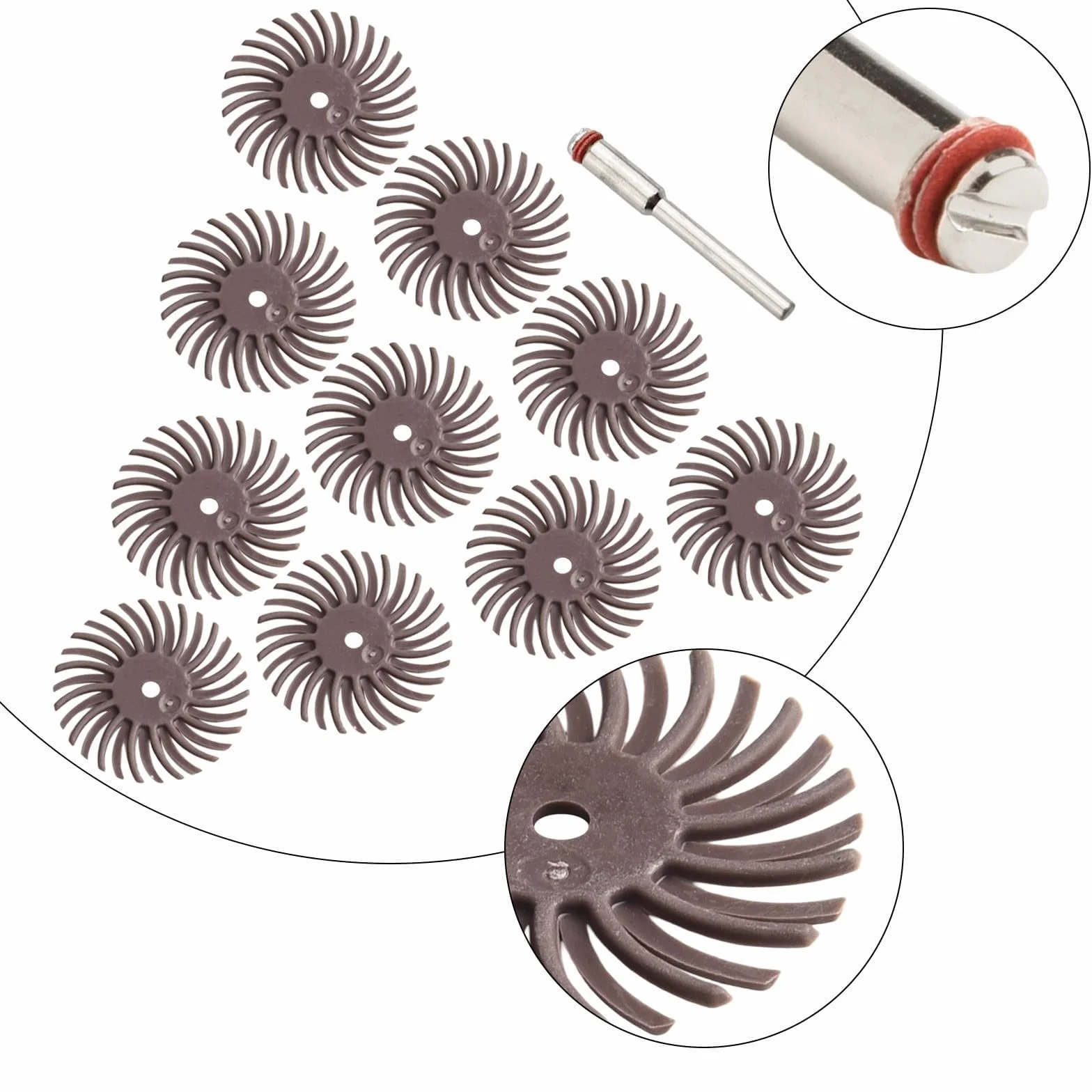 Kit di accessori per utensili rotanti con dischi radiali con rivestimento in ossido di alluminio per una preparazione efficace ma delicata (grana 120)
