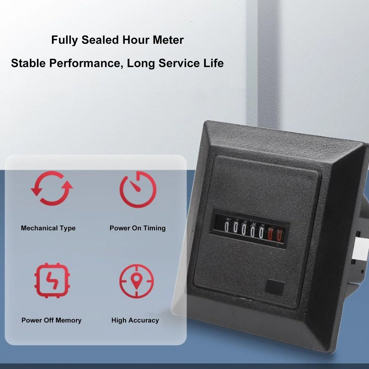 Contaore Industriale AC 220-240V 50Hz 0,3W Meccanico Alta Precisione per Cronometraggio