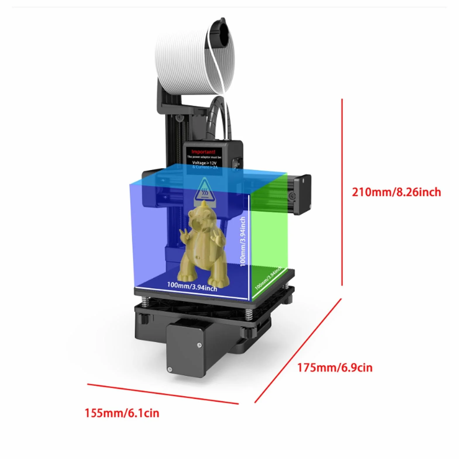 Stampante 3D di Stampa 3D da Mm per Principianti con Filamento TPU PLA da 1,75 Mm, Supporta PC o OS X, Facile da Usare, Silenziosa, Portatile, Rimovibile Piattaforma