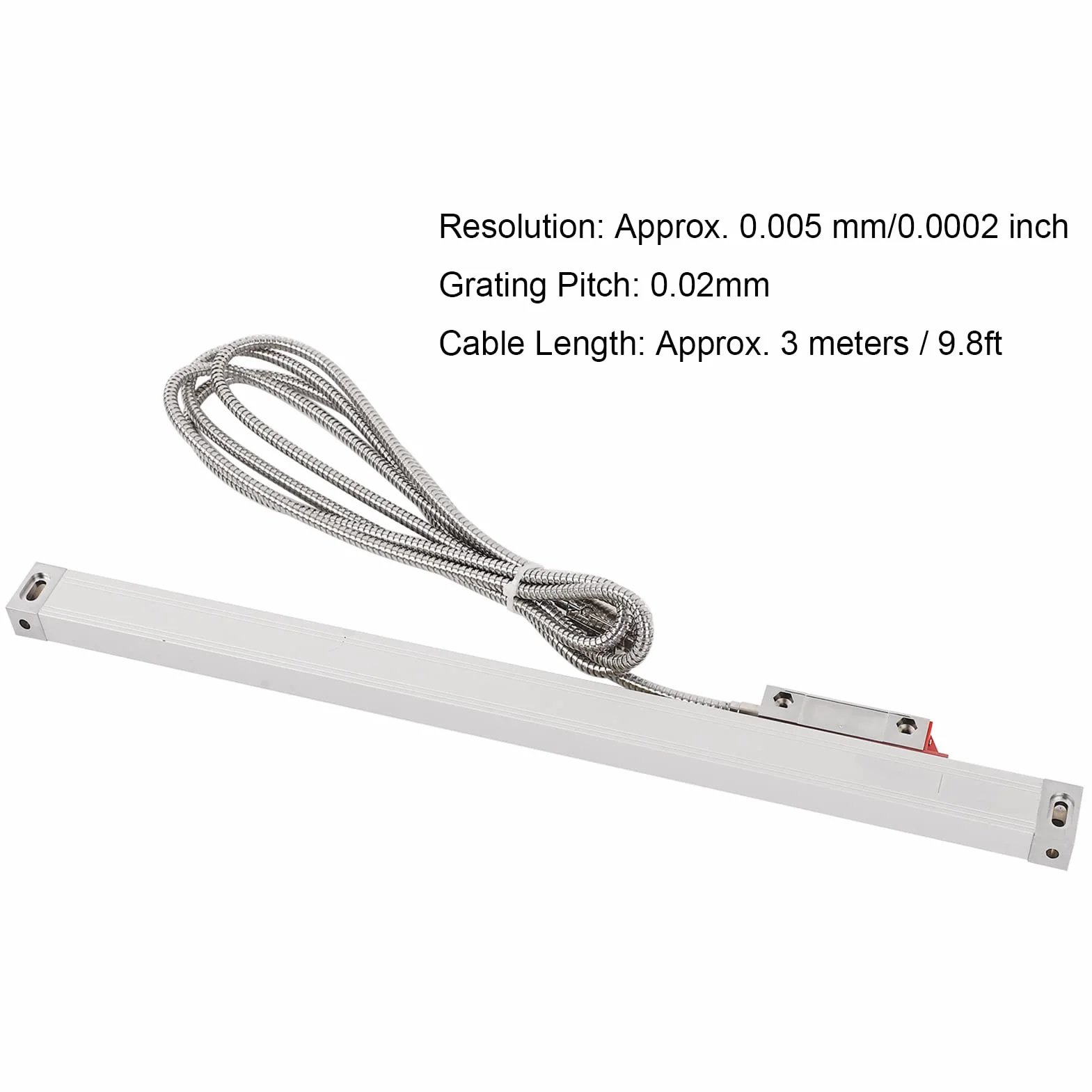 Encoder a Scala Lineare, Encoder a Righello Lineare Encoder a Scala Lineare Ottica Ad Alta Precisione Sensore Righello a Reticolo 5 μm per Tornio DC5V con Cavo (300)