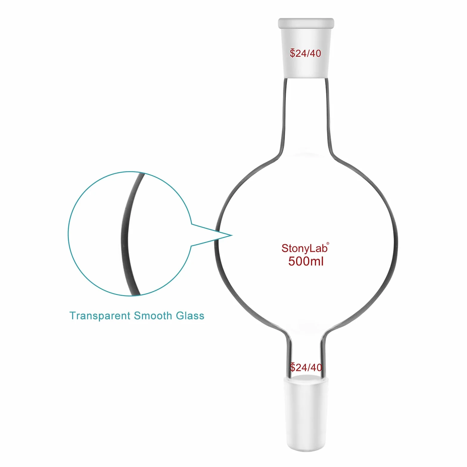 stonylab Serbatoio per Cromatografia in vetro, Chromatography Reservoir Serbatoio di Cromatografia in Vetro Borosilicato con Giunto Standard 24/40 per Laboratorio - 500 ml