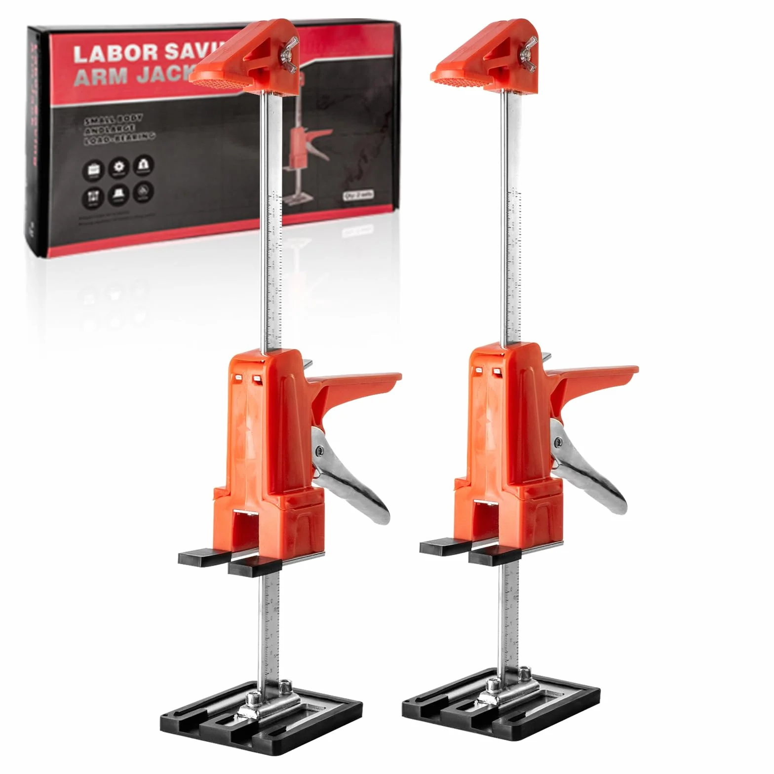 2 pezzi Sollevatore per Pannelli di Livellamento a Risparmio di Lavoro,400kg/880lbs,per Pavimenti, Porte, Installazione di Armadi, Sollevatori per Cartongesso, con Scala (39cm)
