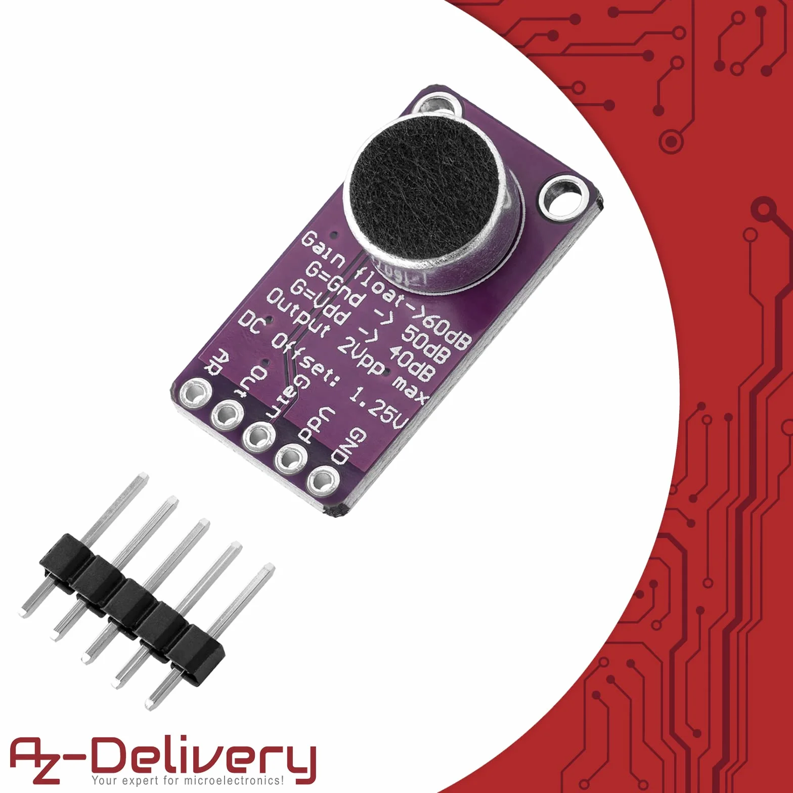 AZDelivery Max9814 Modulo Amplificatore Microfono AGC compatibile con Arduino incluso un E-Book!