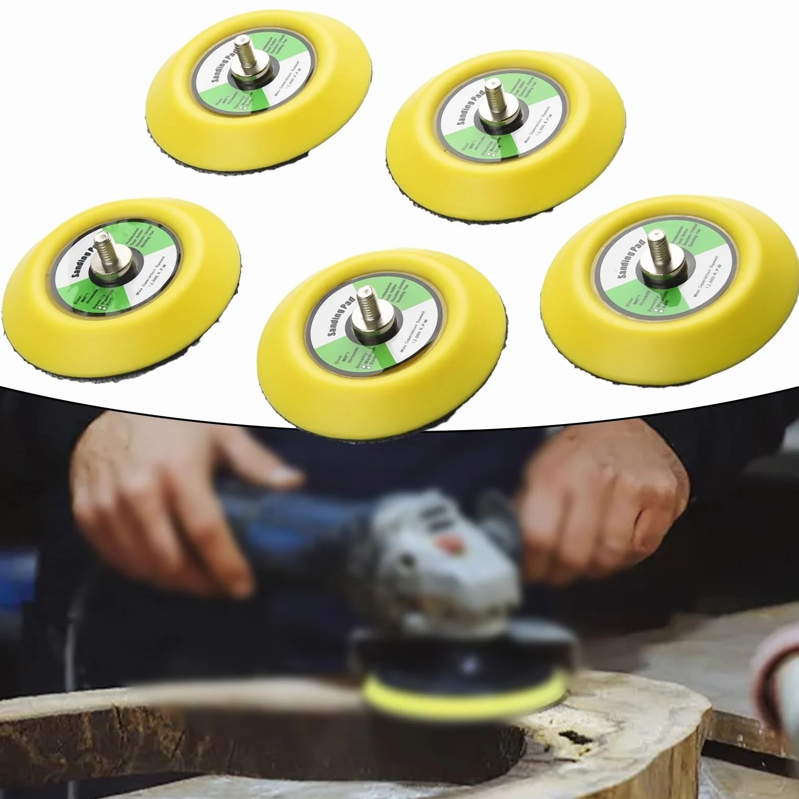Platorello per lucidatura a gancio da 75 mm, accessori per smerigliatrice angolare per levigatrici pneumatiche, filettatura maschio M6, diametro 7,6 cm, set da 5 pezzi, fino a 12000 giri/min (5 pezzi)