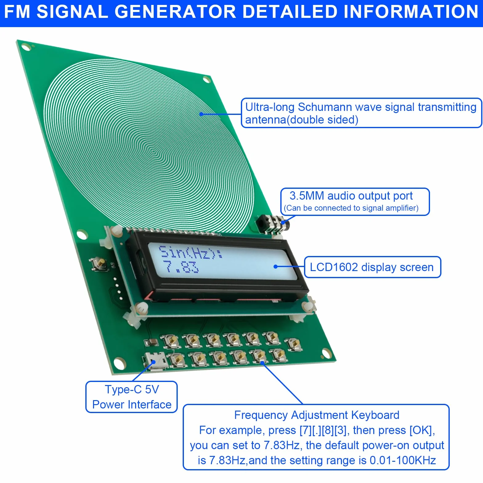 Generatore Di Risonanza Delle Onde Schuman 7,83 Hz Generatore Di Frequenze 0,1~30000 Hz Regolabile Ultra Bassa Frequenza