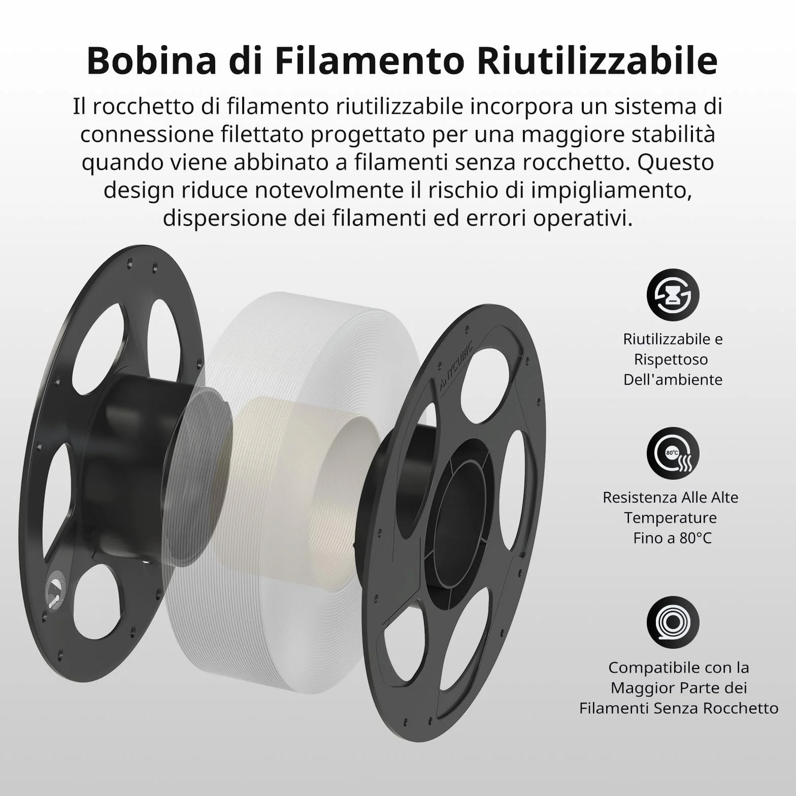 ANYCUBIC Filamento PETG 1,75 mm 4KG Nero per Stampanti 3D FDM