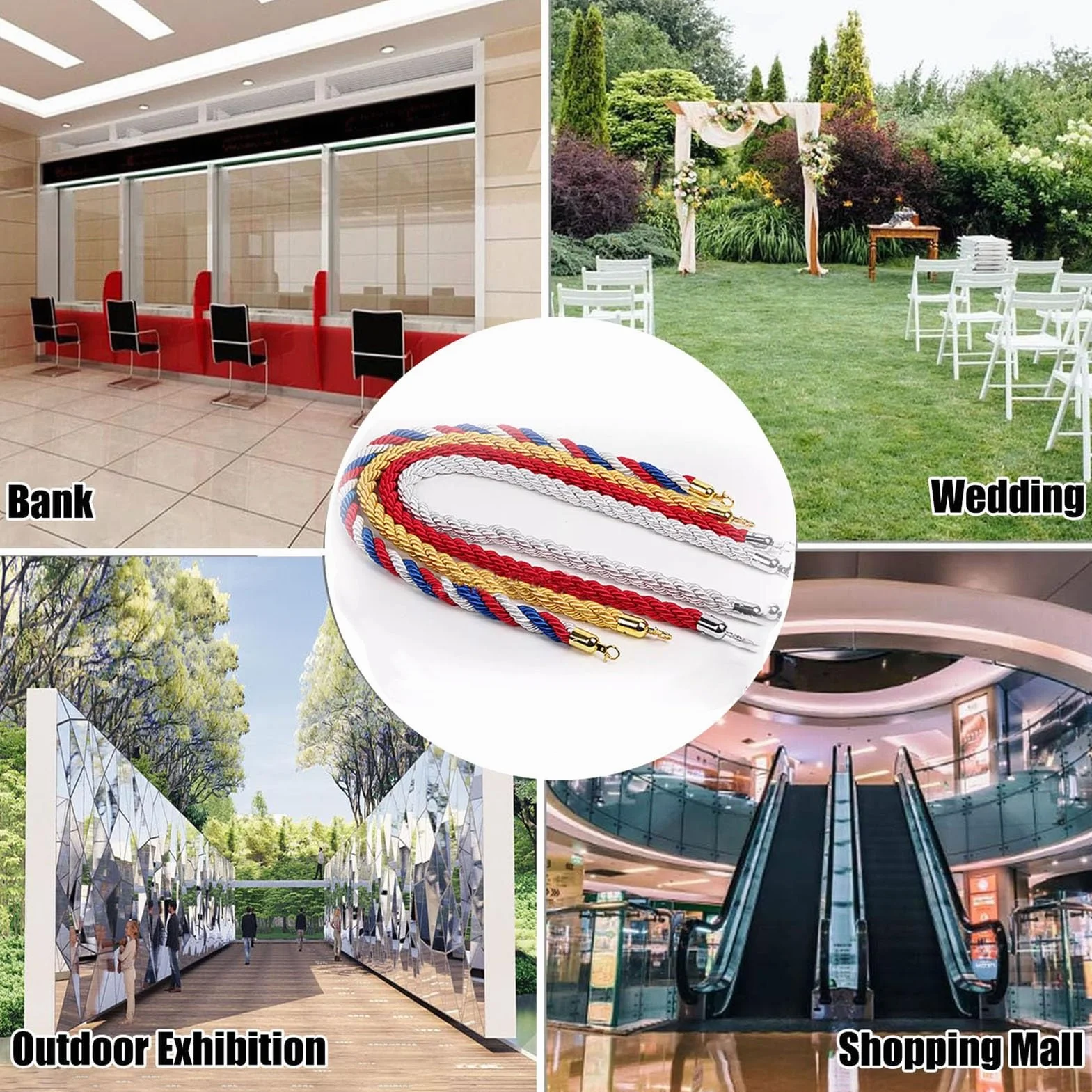 2.5m Giallo Twisted Hemp Ro 2Piece Set di Coda ment Stanch Ros per Eventi Hotel & Film Set VIP Cords