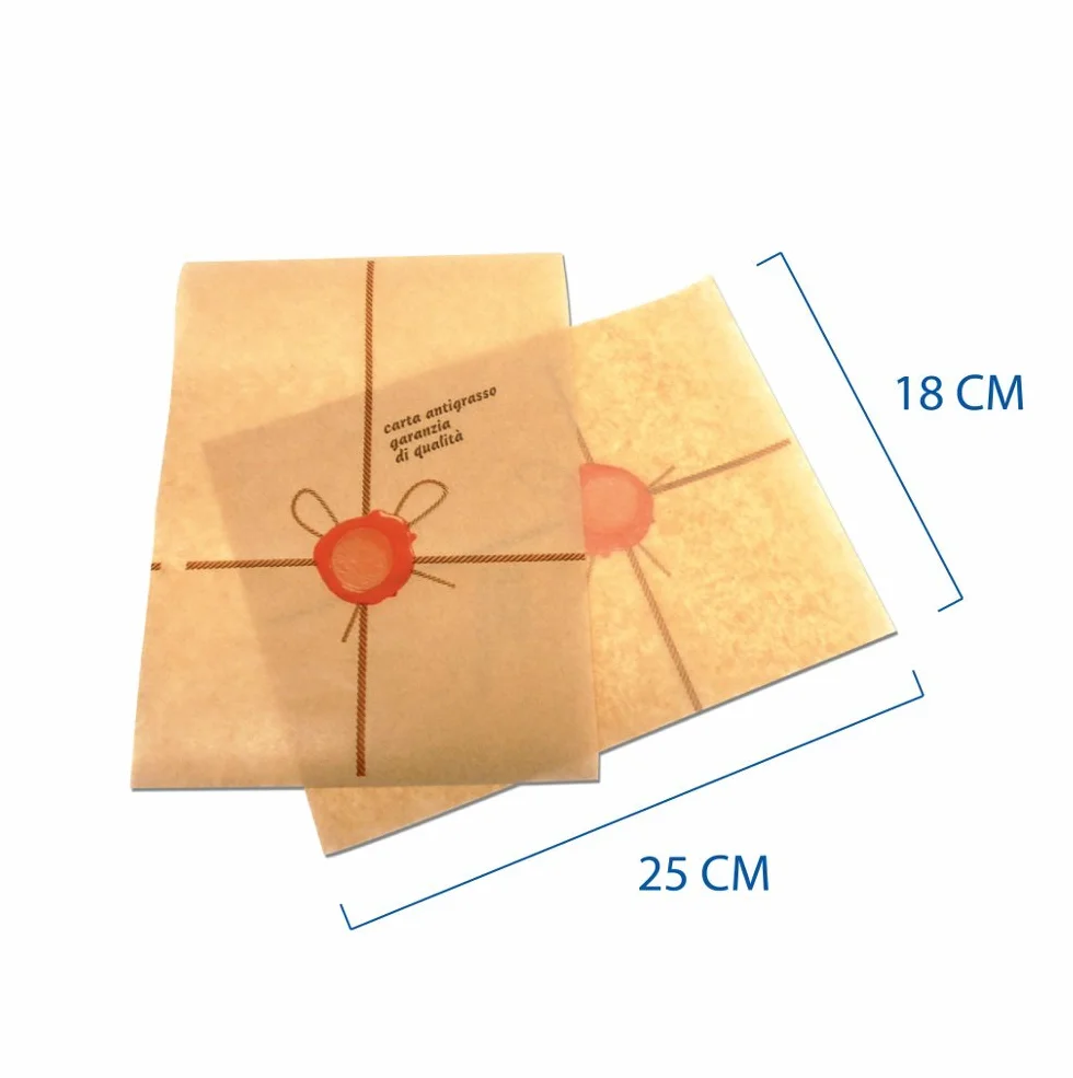 PZ 1000 FOGLIETTI IN CARTA ANTIGRASSO CM 18 X 25 MARRONE BROWN PAPER PER PIADINA PANINI HAMBURGER PIZZA E TOAST FOGLIO POLITENATO