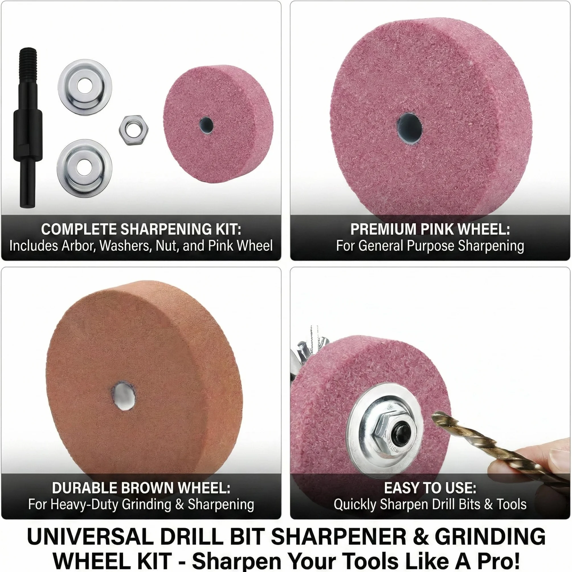 Mola da banco 75mm, disco abrasivo verde-rosso, 80 grana, con barra di adattamento e manico, per lavorazione metalli, diametro 75mm, spessore 20mm