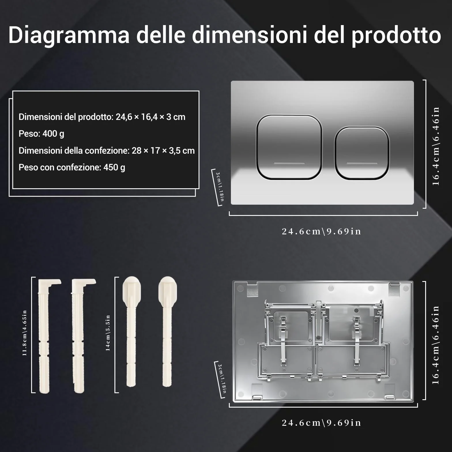 Geberit Sigma 01 placca di comando per WC sospeso, doppio scarico, cromato