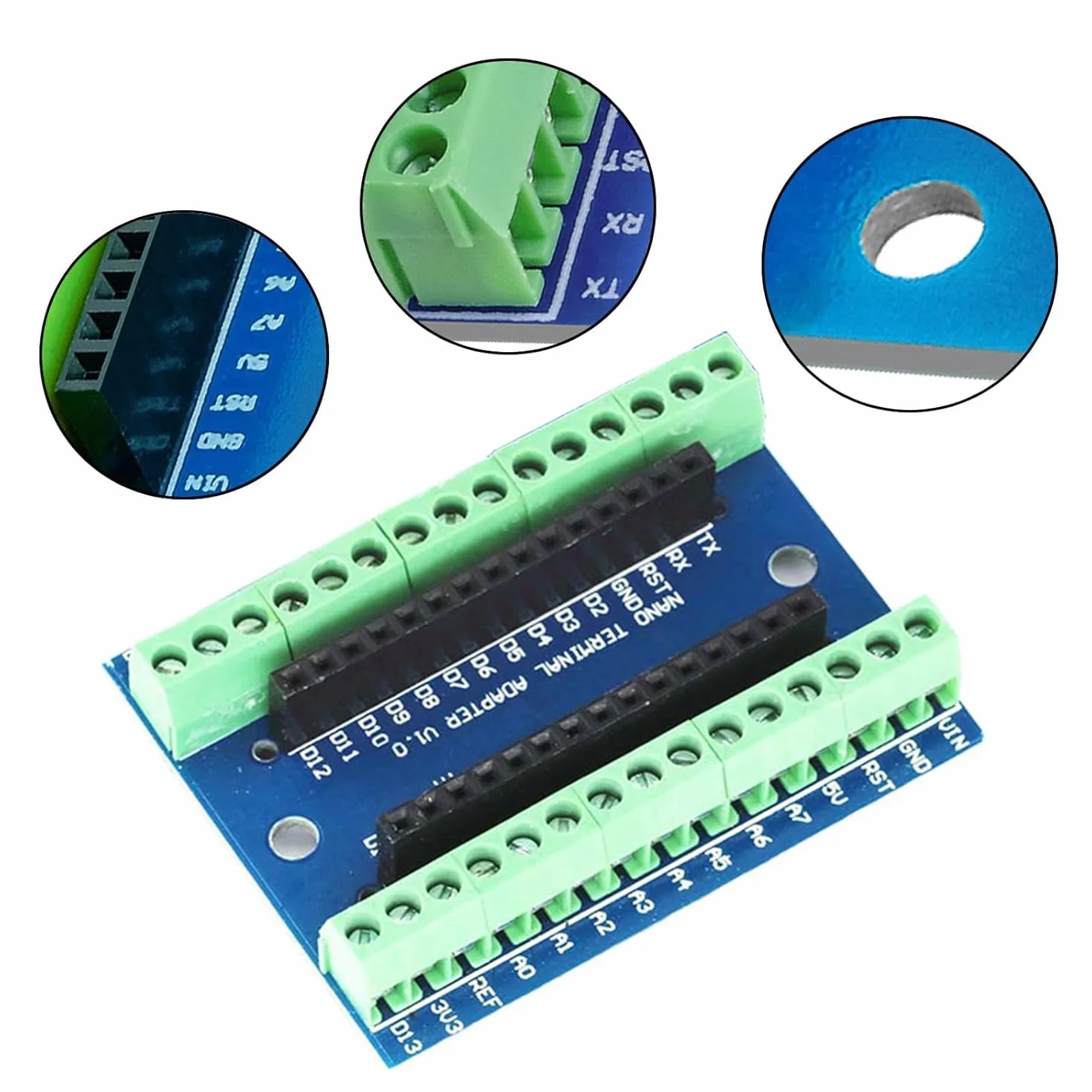 GERUI 5 pezzi Nano V3-GERUI Board Terminal Adapter Board,Nano Modul,Nano IO V1.O Expansion Board,Semplice scheda di espansione con morsetti a vite