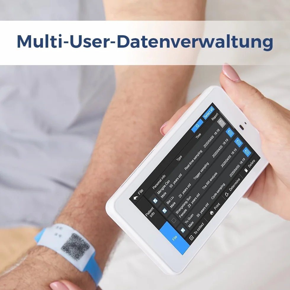 Wellue PG12 ECG professionale a 12 derivazioni, dispositivo ECG digitale con algoritmo di Glasgow, acquisizione e analisi dei dati ECG in tempo reale, trasferimento dati WIFI e stampa dei report