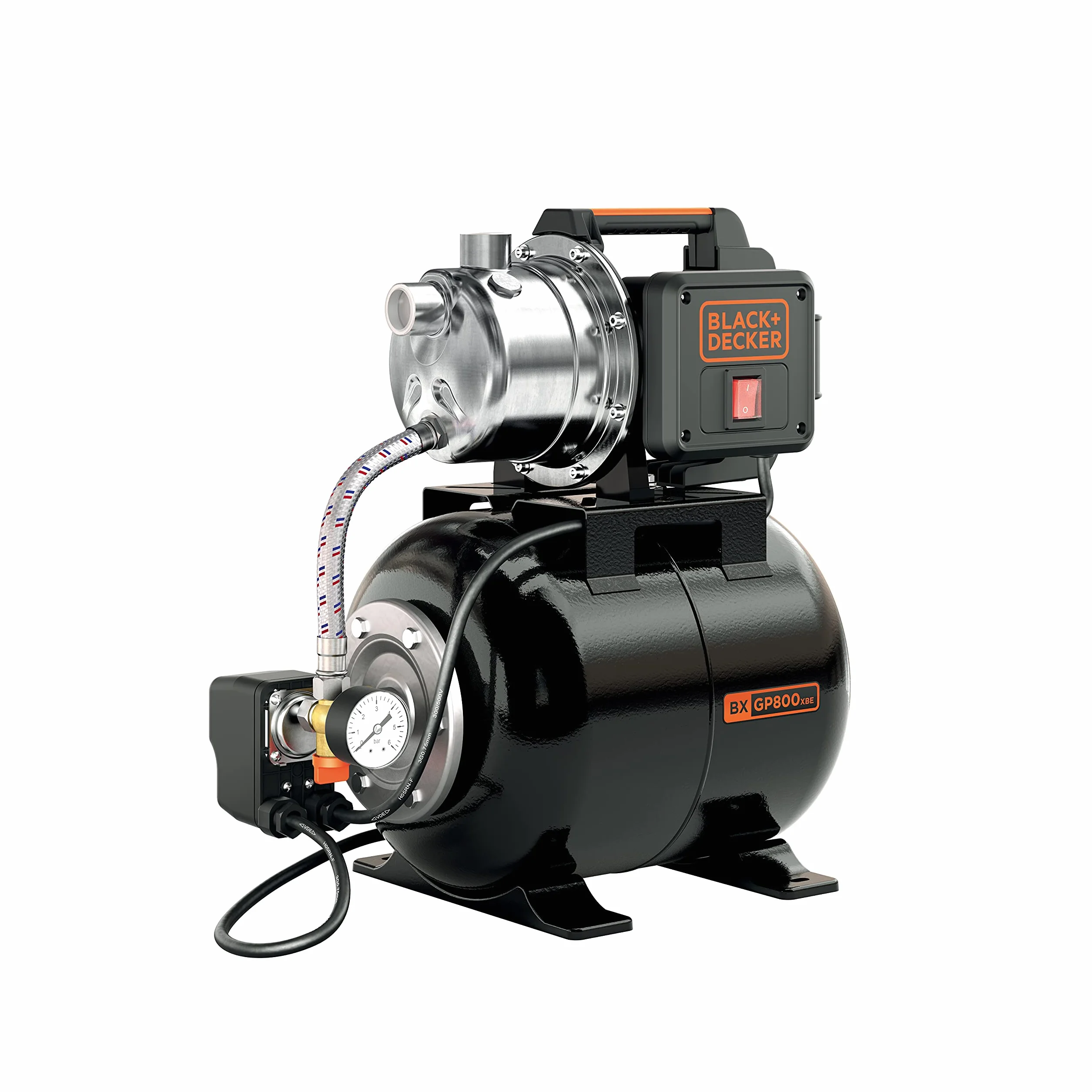 BLACK+DECKER Pompa Autoadescante BXGP800XBE con Serbatoio per Acque Chiare (800 W, Portata max. 3.500 l/h, Prevalenza max. 38 m)