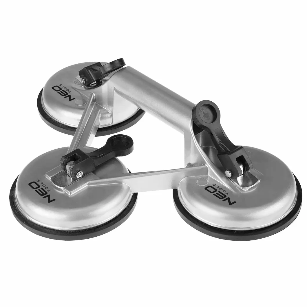 NEO TOOLS Ventosa Per Parabrezza Triple 150 Kg, Alluminio Per Vetro, Plexiglass, Pannelli Laccati, Pannelli In Plastica, Diametro 120 mm