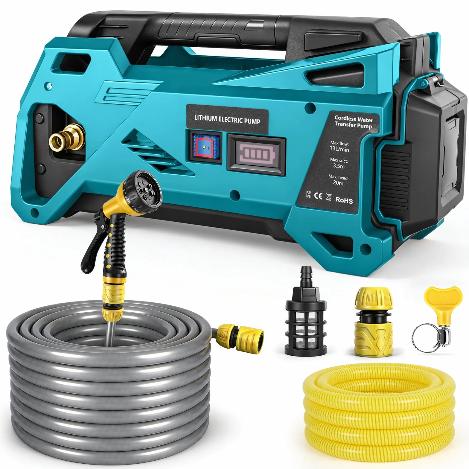 Pompa dell'acqua compatibile con batteria Makita da 18 V, senza fili, pompa elettrica autoadescante per casa, piscina, camper, giardino, vasca idromassaggio, stagno acquario (senza batteria)