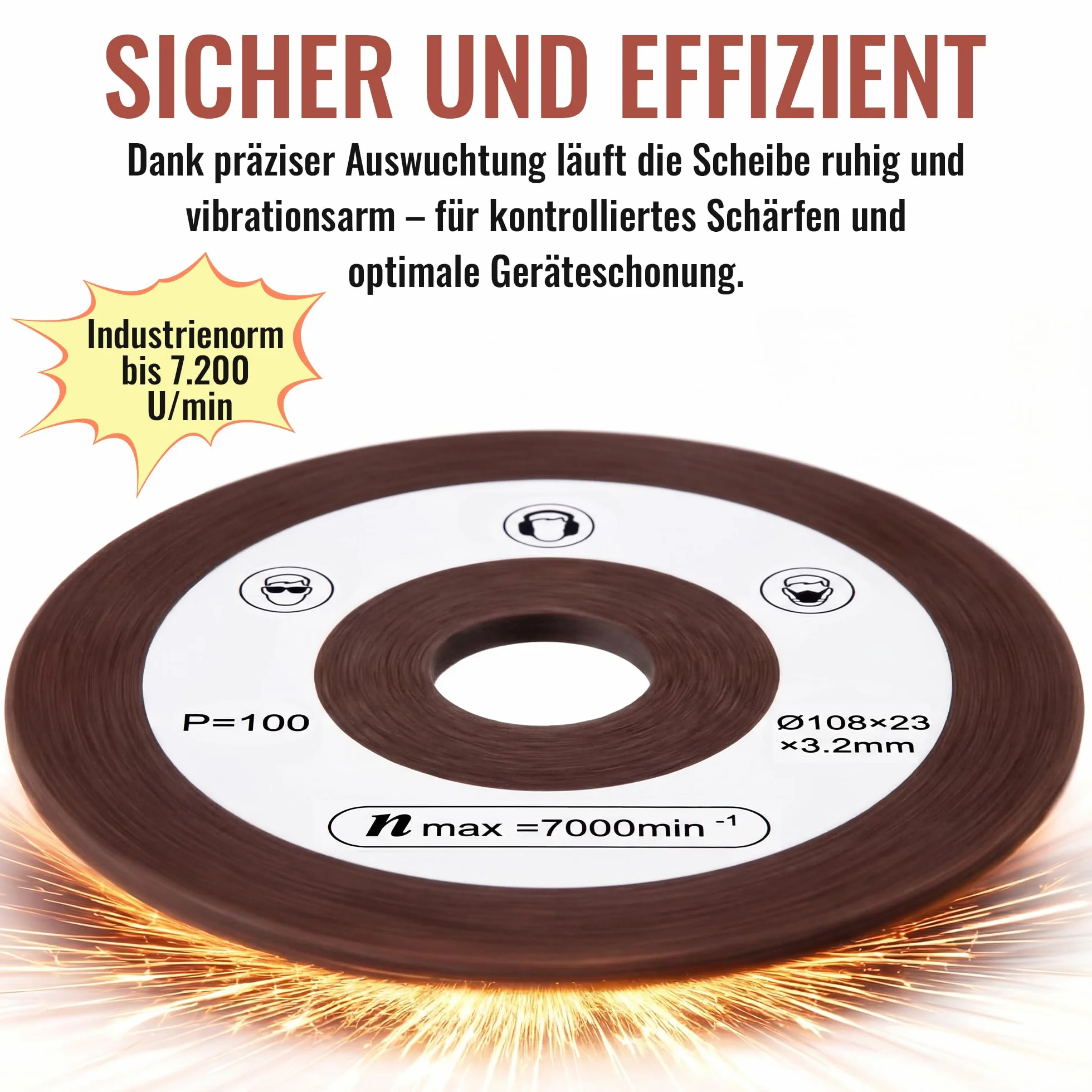 BBTO Mola abrasiva di ricambio in 2 pezzi compatibile con Einhell, diametro 108 mm, attacco 23 mm, grana P100, mola abrasiva per affilatura catene per seghe compatibile con Einhell