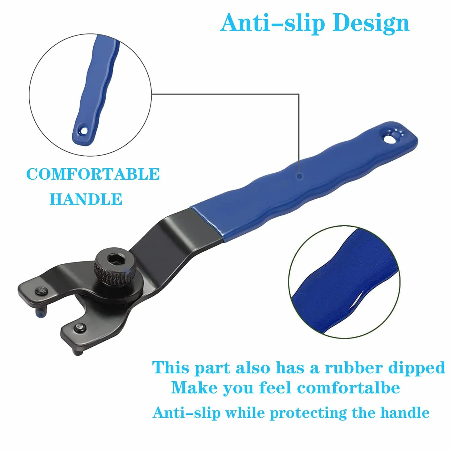 Chiave a brugola per smerigliatrice angolare regolabile 10-40 mm, manico in plastica 2 pin